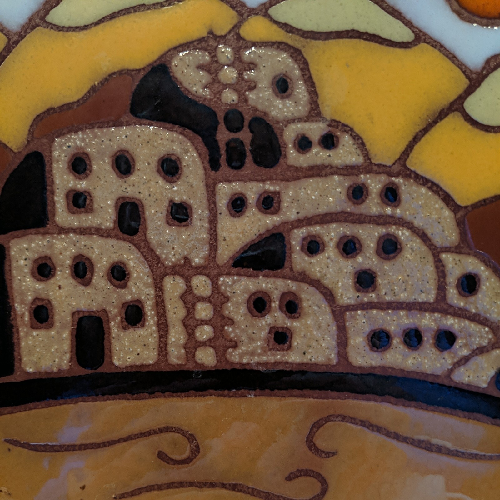 Vintage Pueblo Sunset 6″ Tile American Olean Quarry Co Gold Brown Heavy Thick