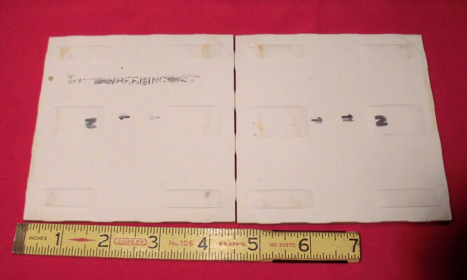 1 pc. Speckled Beige: 4-3/8″ Vintage Glossy Ceramic Tile by Wheeling Co. NEW