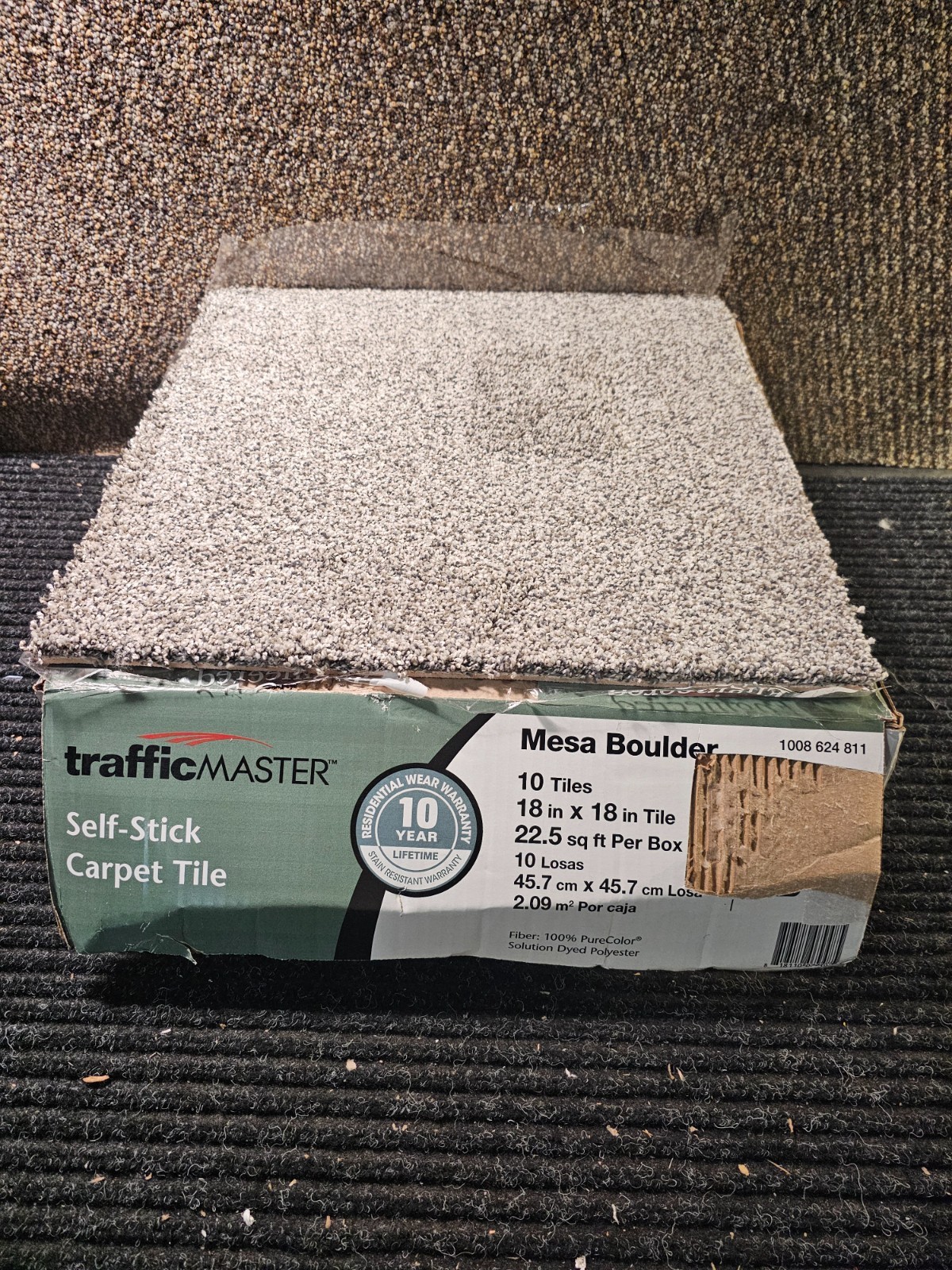 (QTY 10) TrafficMaster Marble Residential 18″x18″Peel Stick Carpet Tile Square
