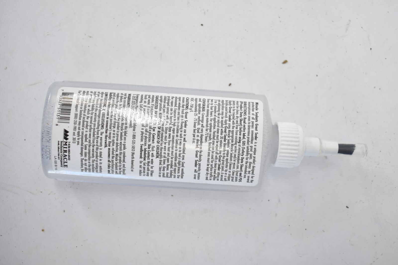 Miracle Sealants Grout Sealer Tile Joint Protector w Brush Tip 6oz Bottle
