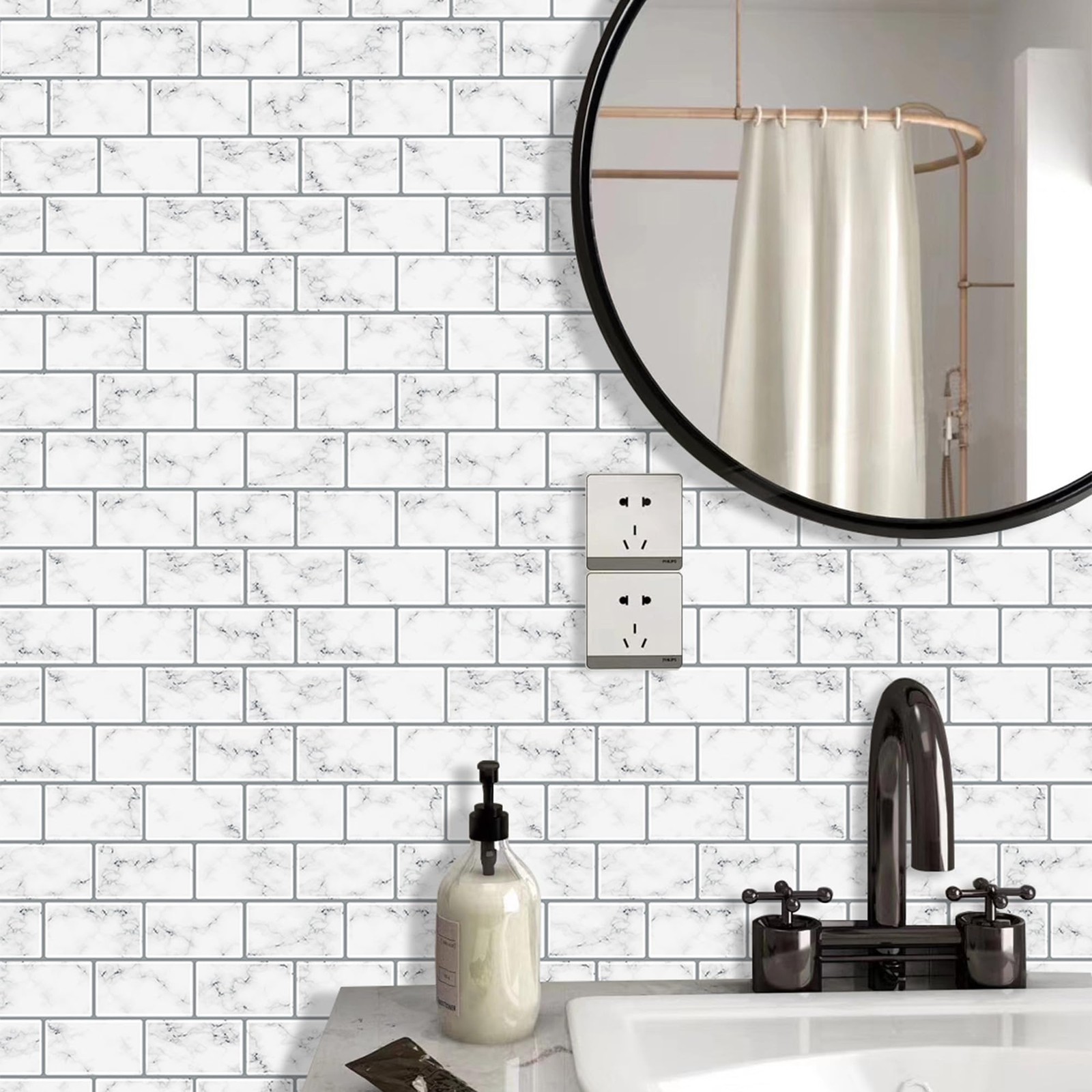 10 Sheets White Peel and Stick Backsplash Wall Tiles 12″ x 12″ Self-Adhesive …