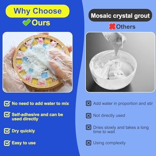 Mosaic Crystal Grout Kit & Sealant with Scraper for DIY Tile Projects – 14oz