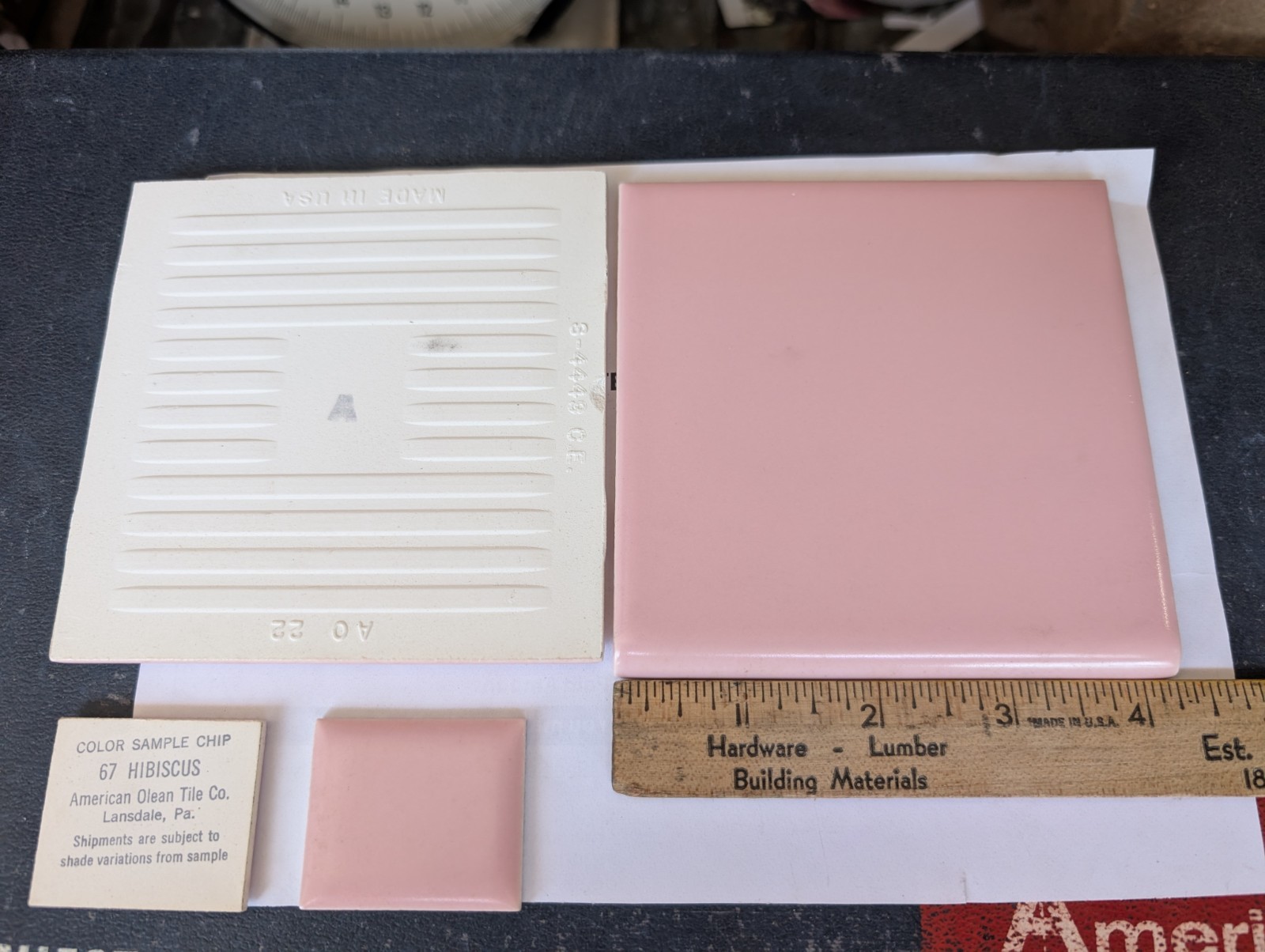 2 pcs American Olean Vintage Bullnose Pink Tile 4 1/4″ NEW Color #67 “Hibiscus”