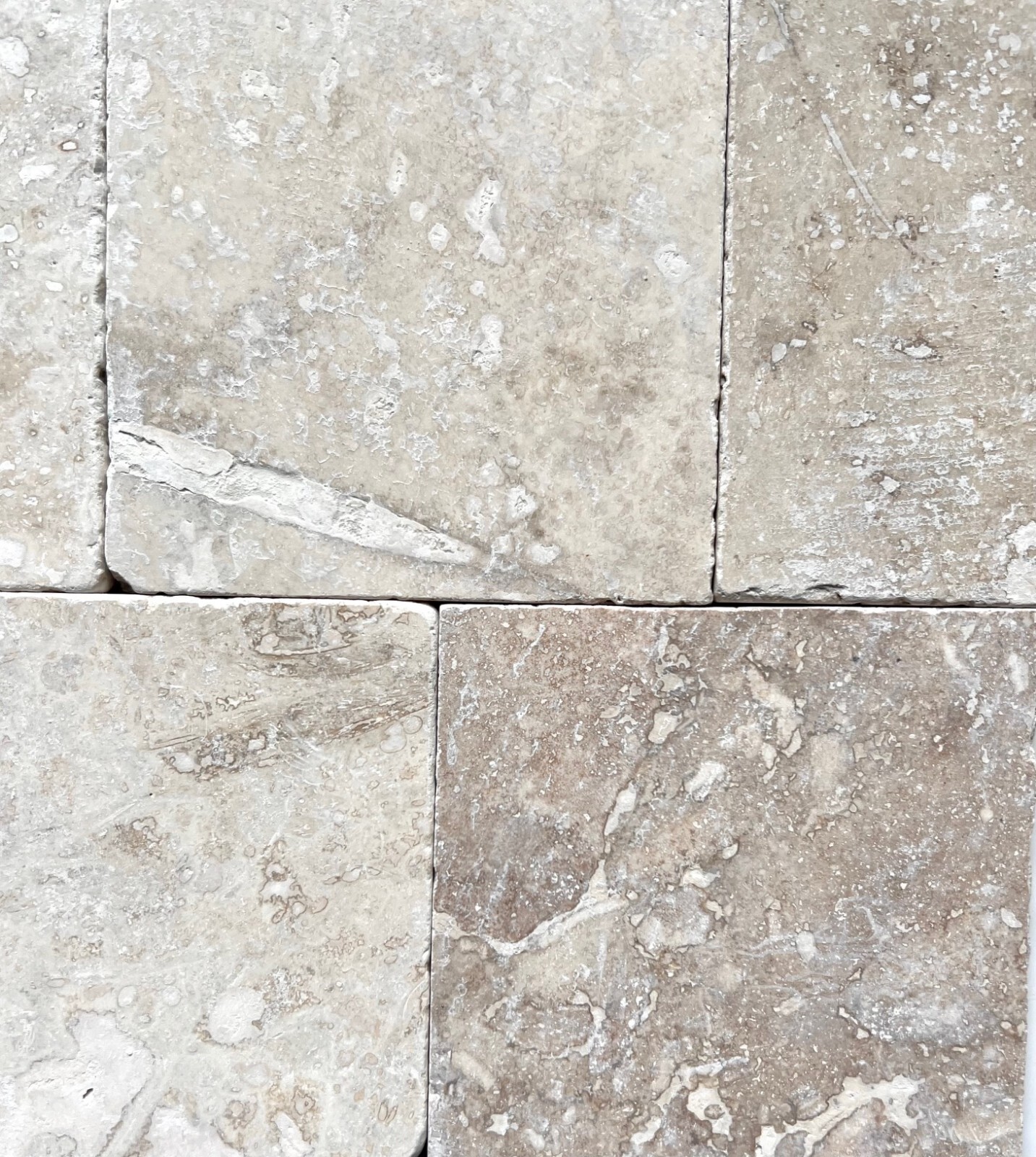 Ivory Mix 4×4 Tumbled Filled Travertine Floor Wall Tile (Sold per piece)