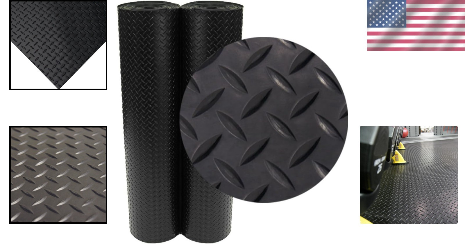 Diamond-Plate Rubber Flooring Roll (3mm x 4ft x 2ft) – Slip-Resistant Black Mat