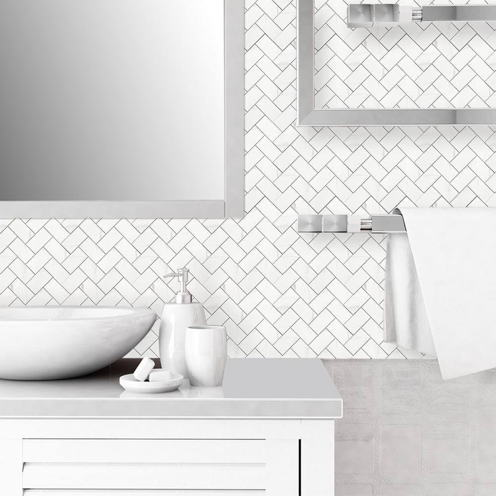 Marble 9.50 In. X 10.70 In. SPC Peel and Stick Backsplash Tile (0.7 Sq. Ft./Pack