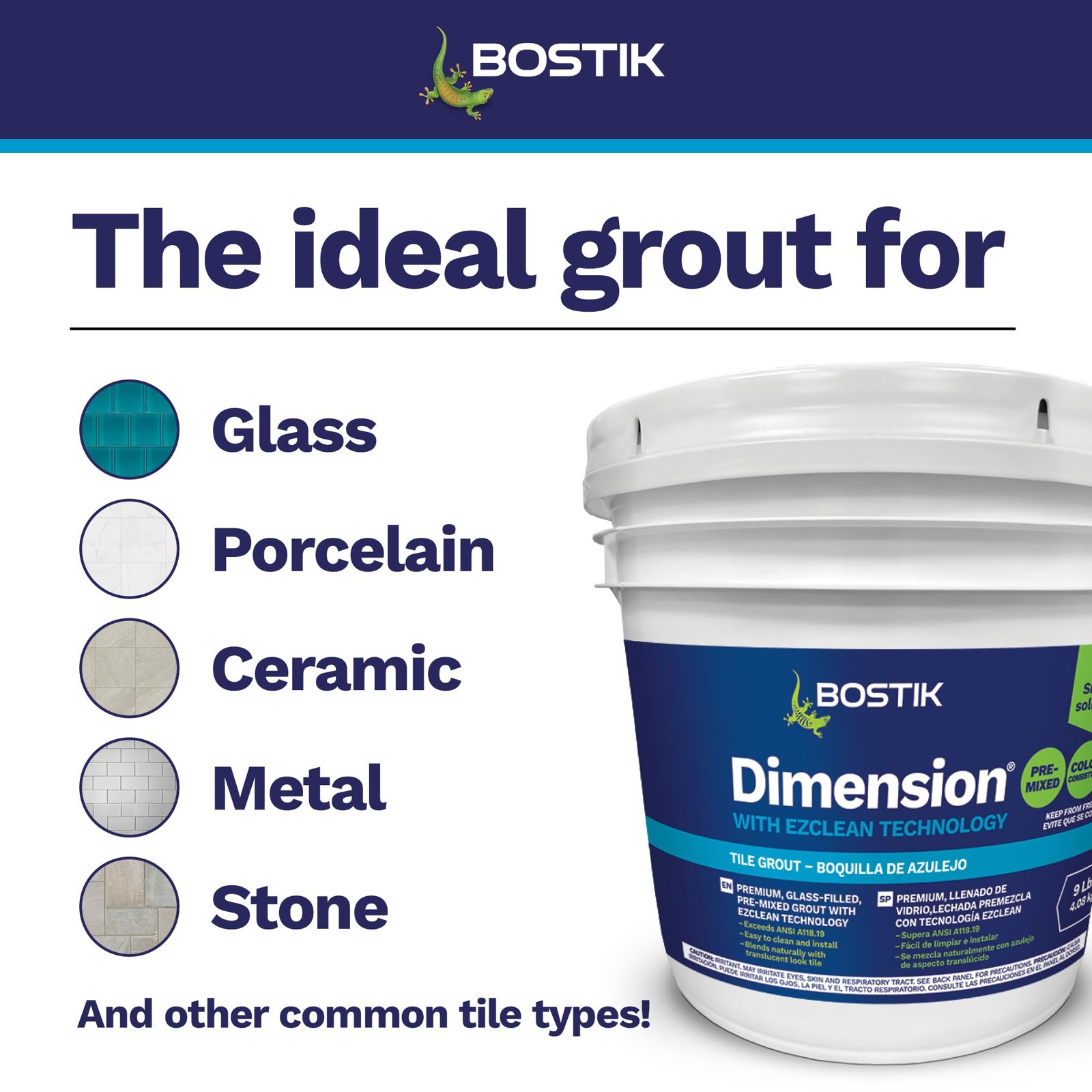 EZ Clean Dimension 9lb Premixed Tile Grout – Diamond H600 | Professional Grad…