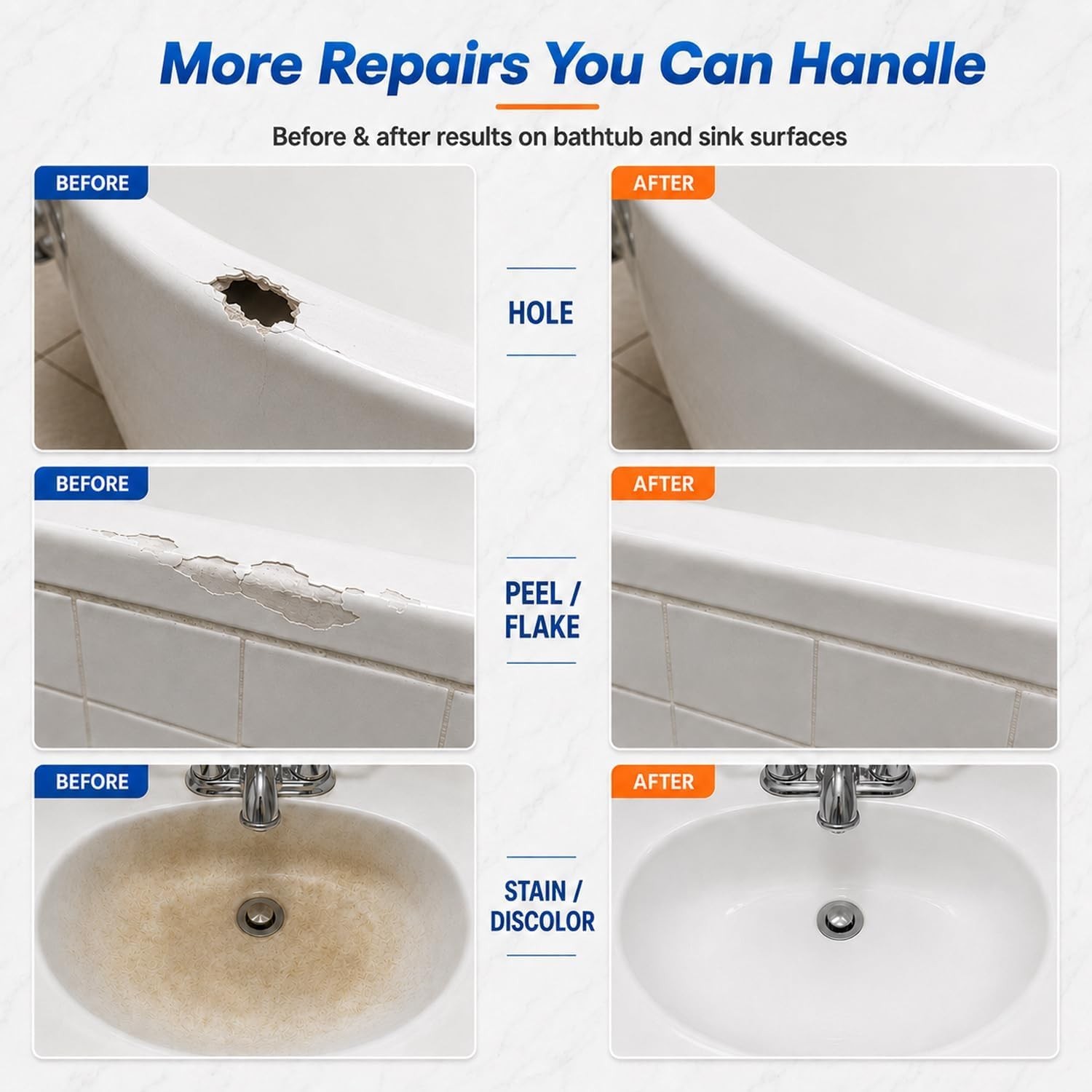 Tile Repair Kit (Pure White), Ceramic & Porcelain Tile Chip Repair Kit with Supe