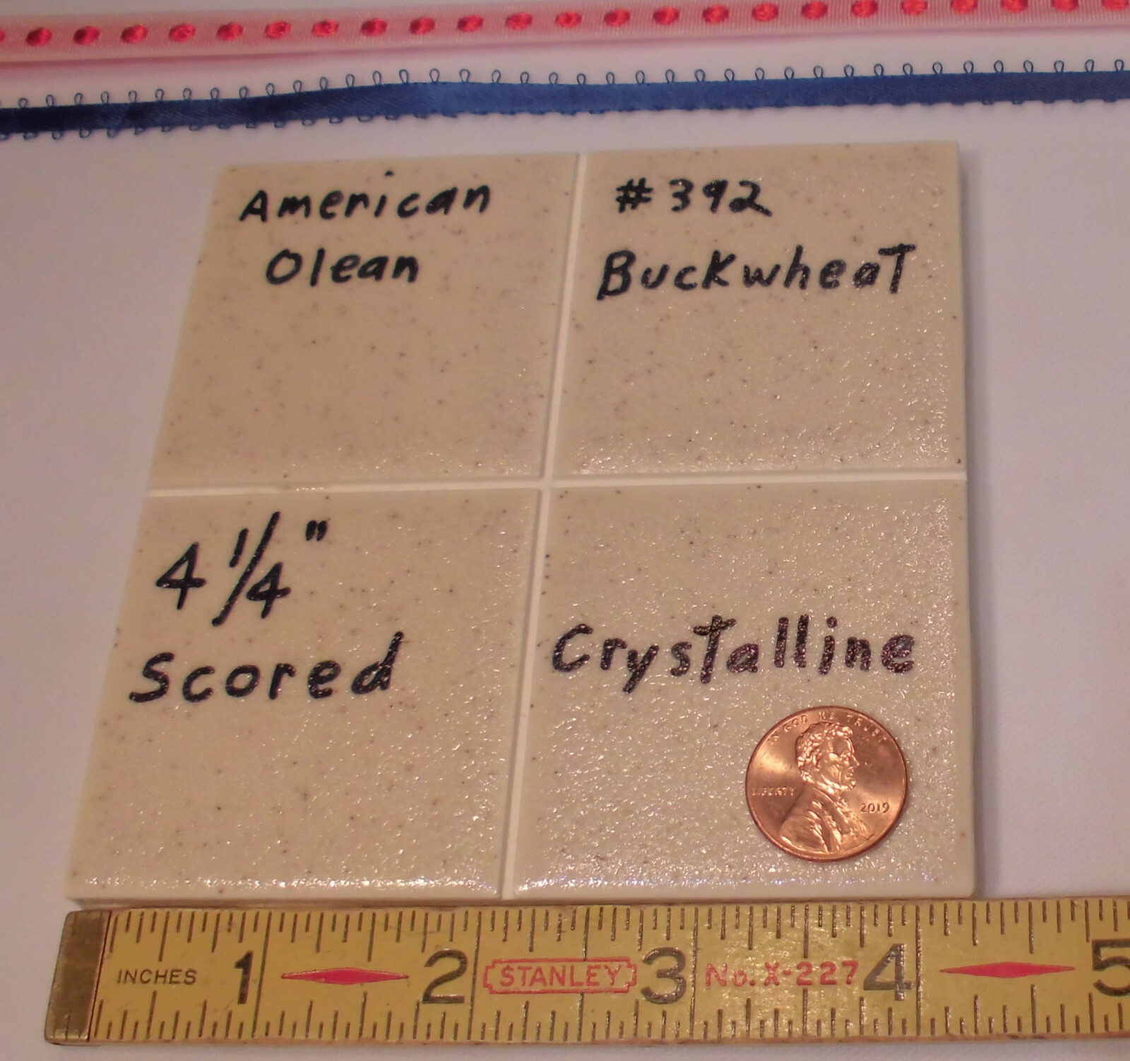 1 pc. *Buckwheat/Browns* 4-1/4″ Ceramic Tile; Scored Crystalline American Olean