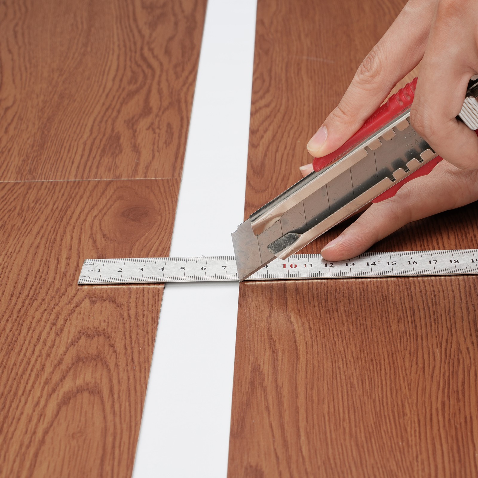 Uimoso Self Adhesive Vinyl Floor Tiles 36 PCS 2.5mm Thick Deep Brown Wood Grain
