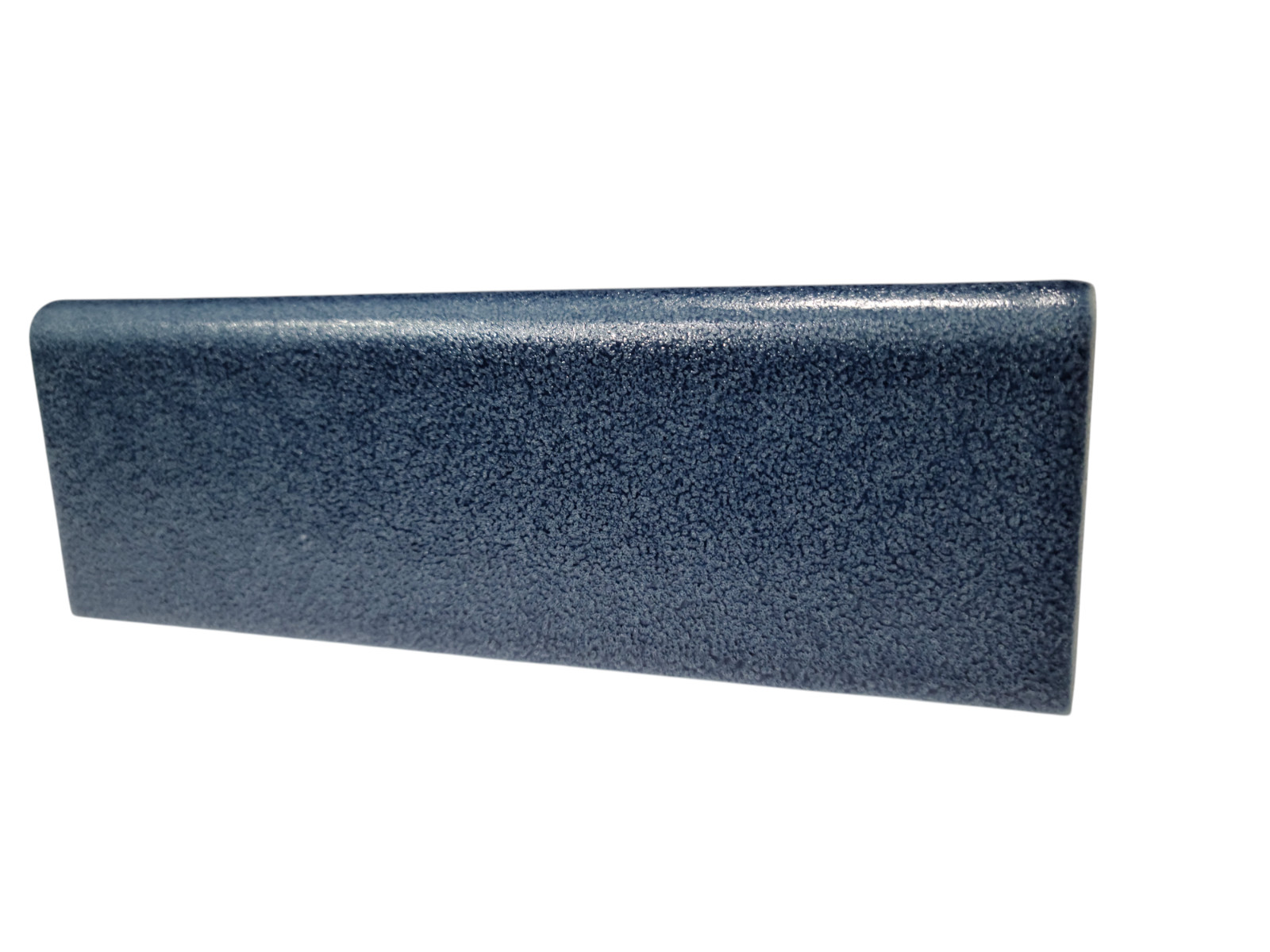 Blue Ceramic Bullnose Tile Subway Trim Crystalline Texture Mid Century Modern