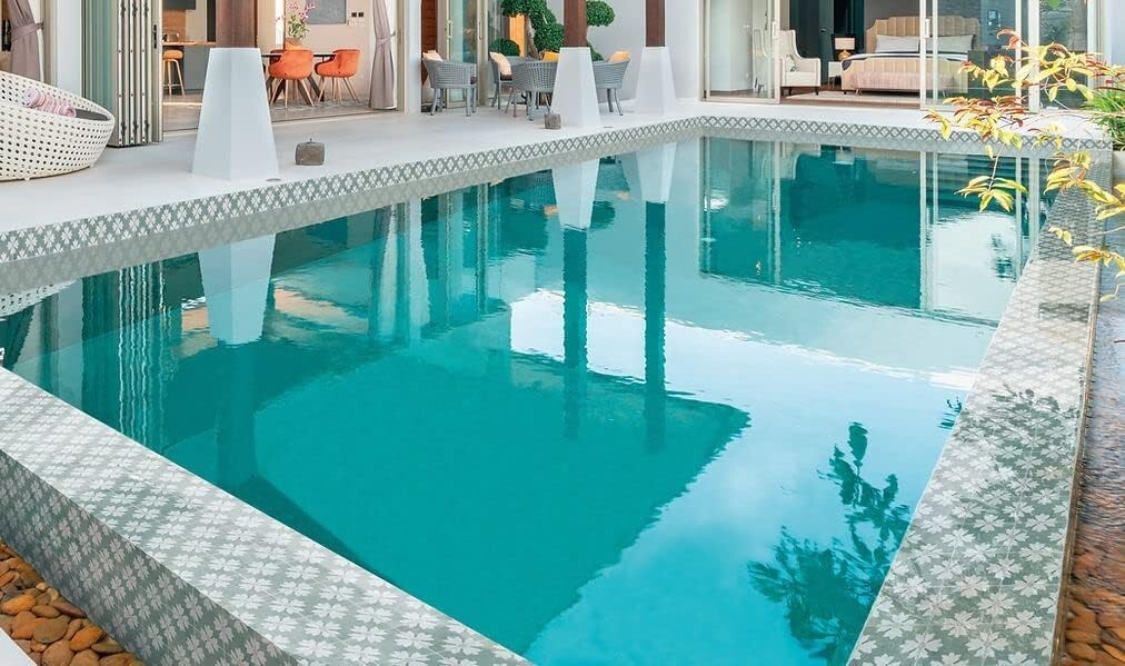 4.5×4.5 Mallorca Collection Turquoise Pattern 1 Porcelain Floor Wall Pool Tile
