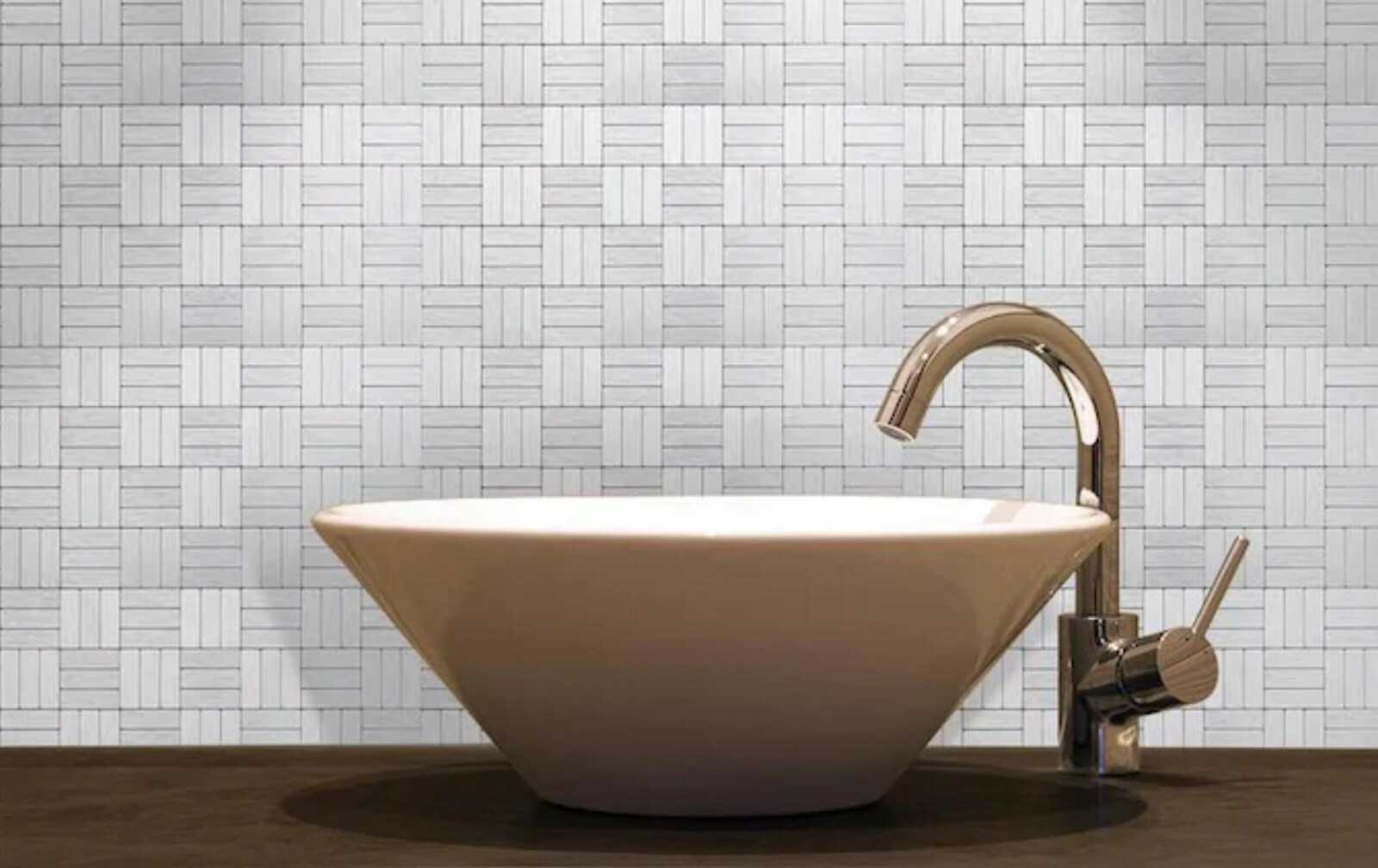 LOT 6 NEW Peel & Stick Modern Stainless Lines 12-in x 12-in Metallic Metal Tiles