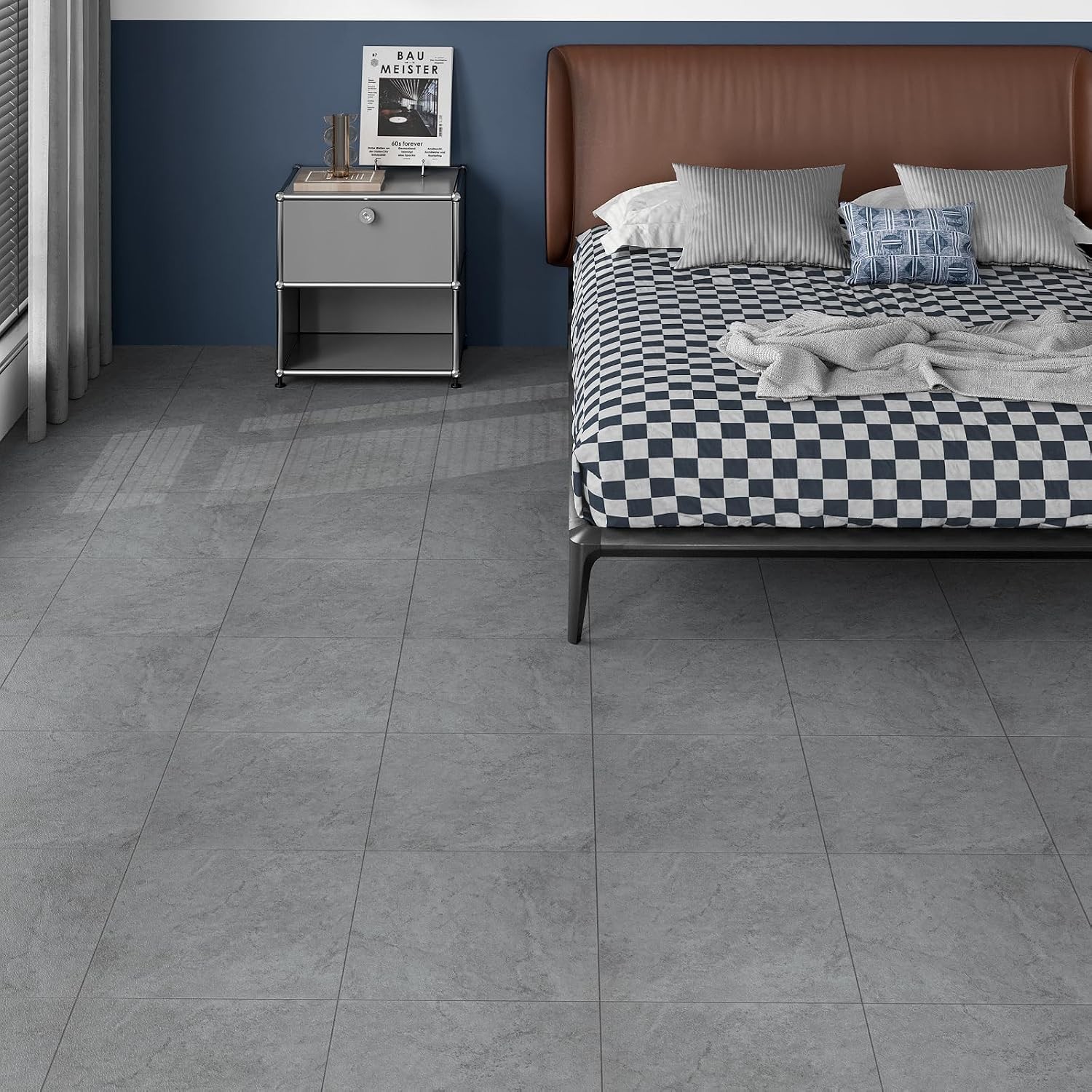 12″x12″ Grey Concrete Peel and Stick Floor Tiles Vinyl Flooring Waterproof
