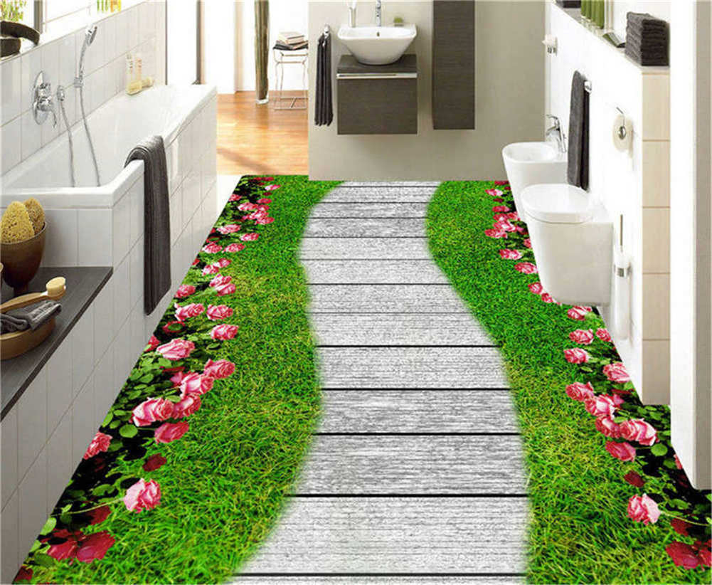 Neat Wooden Road 3D Floor Mural Photo Flooring Wallpaper Home Print Decoration