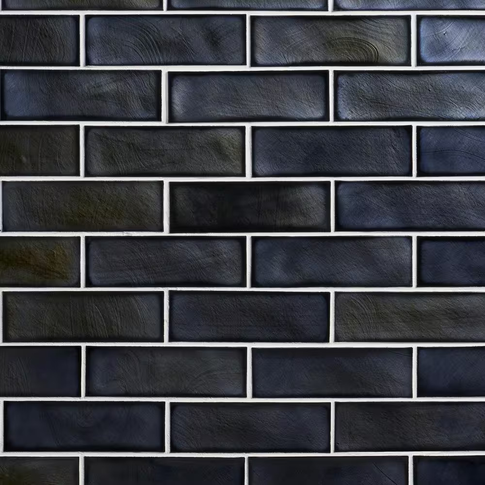 Glamor Iridescent Night Black 11.81 In. X 11.81 In. Polished Glass Wall Mosaic T