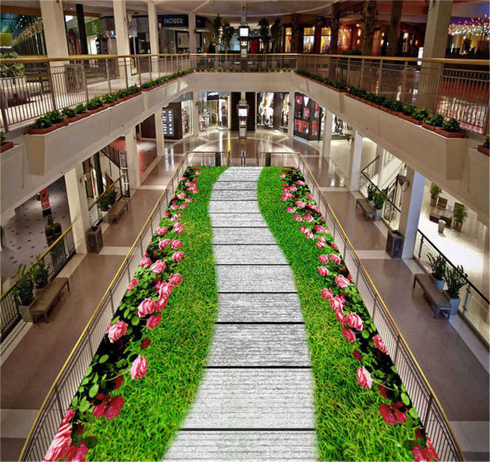 Neat Wooden Road 3D Floor Mural Photo Flooring Wallpaper Home Print Decoration