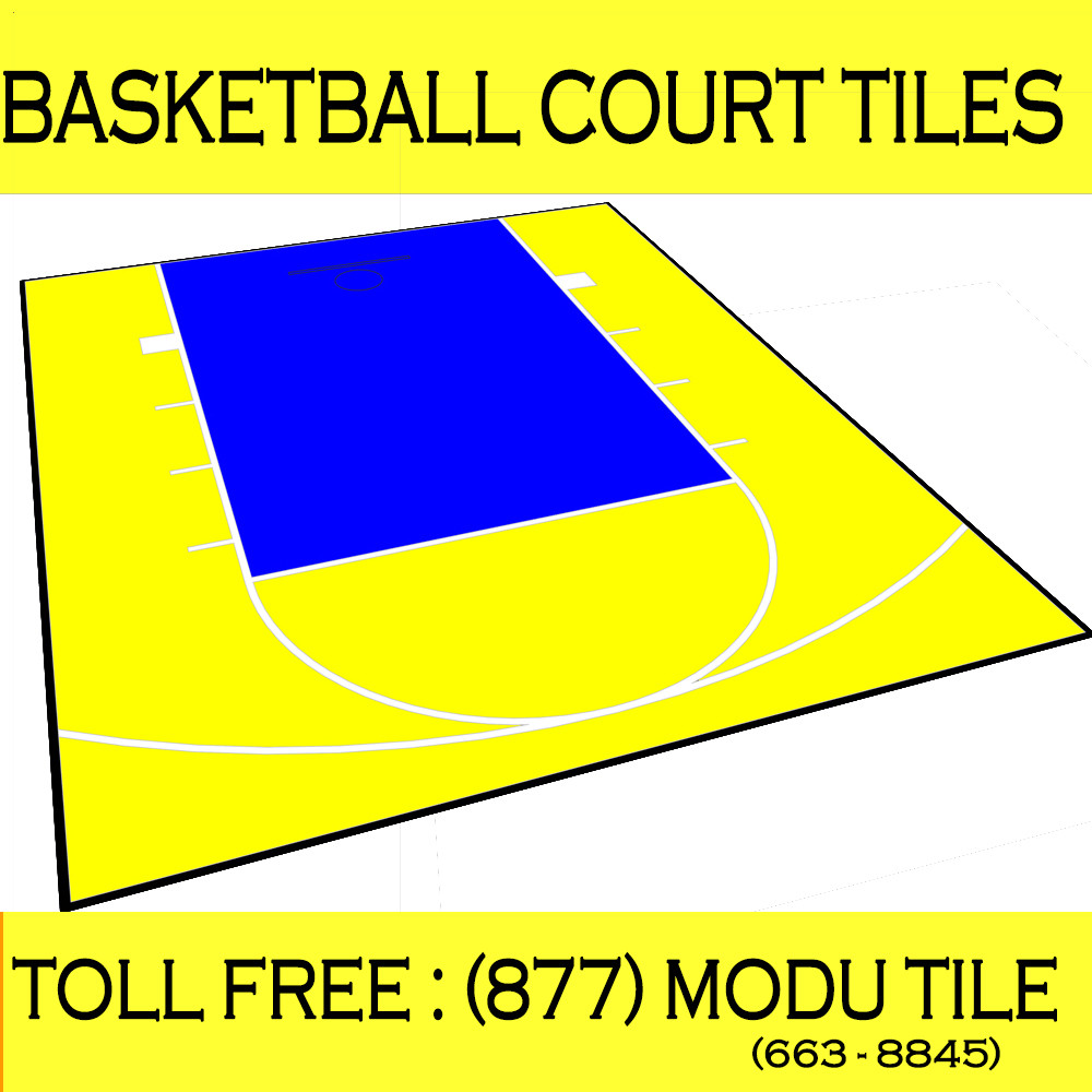 20ft x 24ft Outdoor Basketball Court Kit-Lines and Edges Included Yellow/Blue