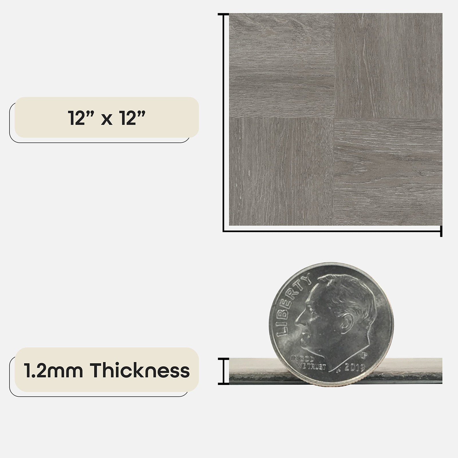 20 PCS Nexus 12×12 Inch Self Adhesive Vinyl Floor Tile Charcoal Grey Wood