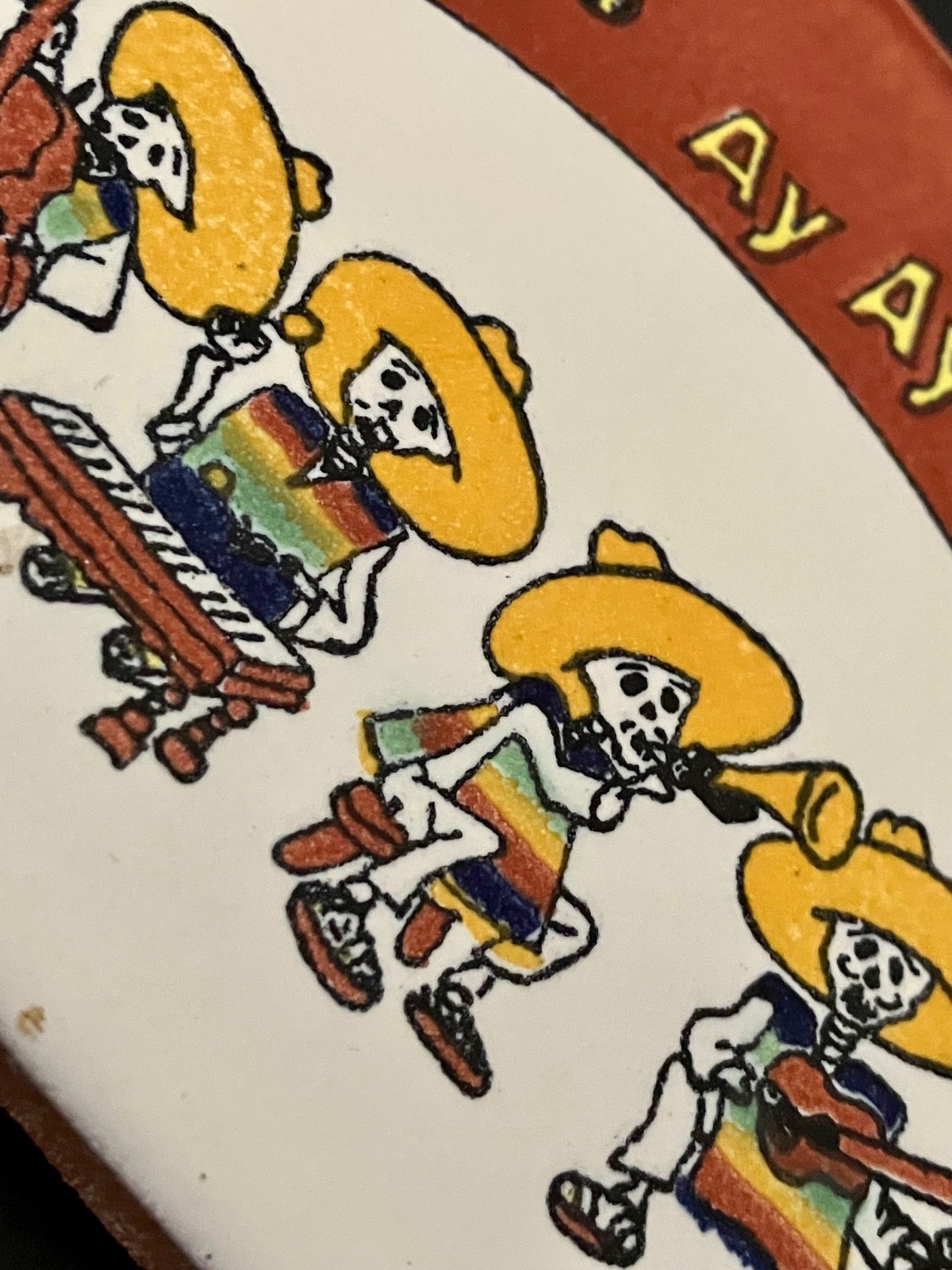 Ceramic TalaVera Mariachi Music Band Mexican Clay Tile Handmade 4-1/8×4-1/8