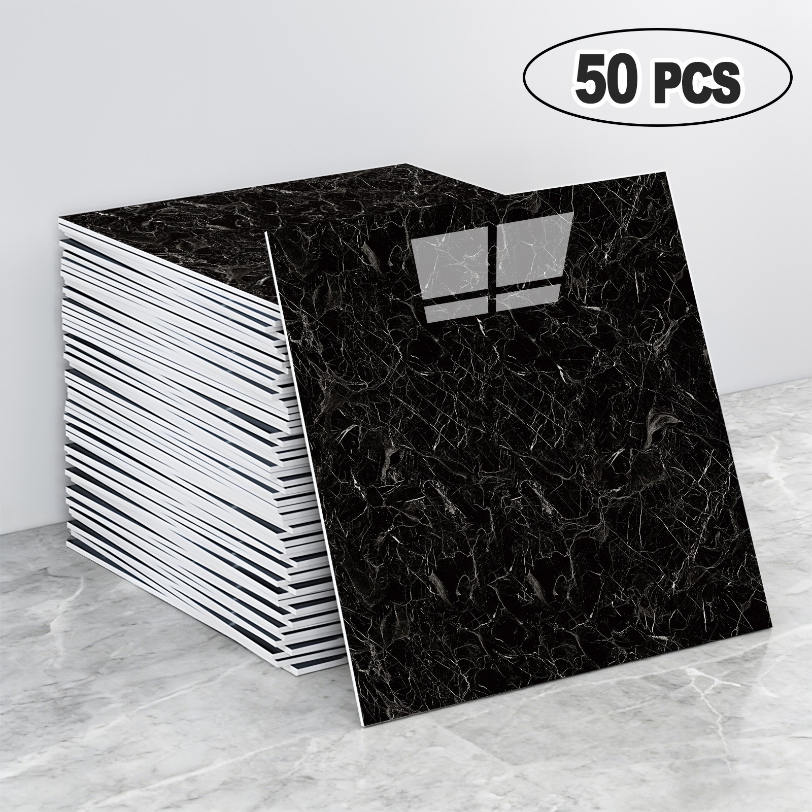 50/100 Pcs Marble Peel & Stick Backsplash Wall Panels 12″ Wall Tile for Kitchen