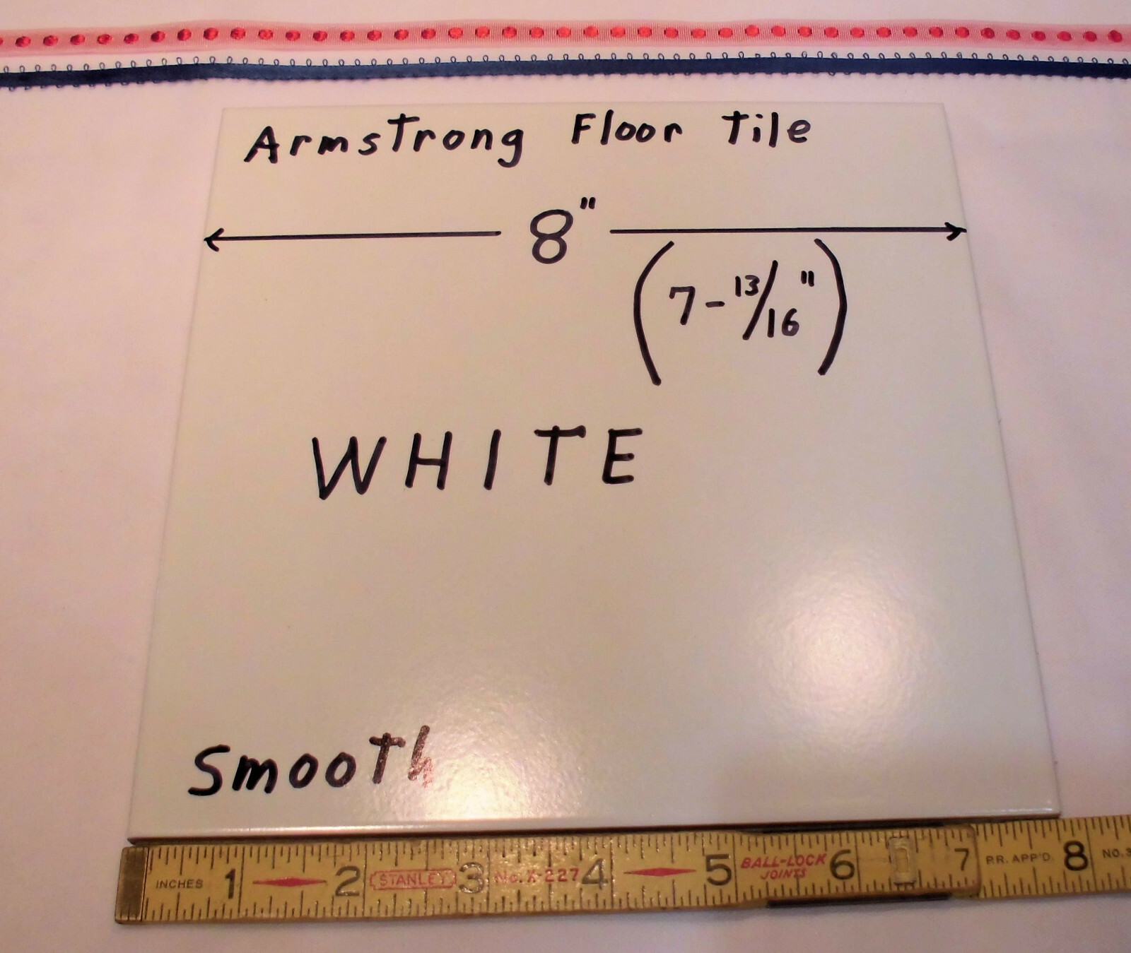 1 pc. Bright White* Ceramic Floor Tile 8″ X 8″ by Armstrong Co. Smooth NEW