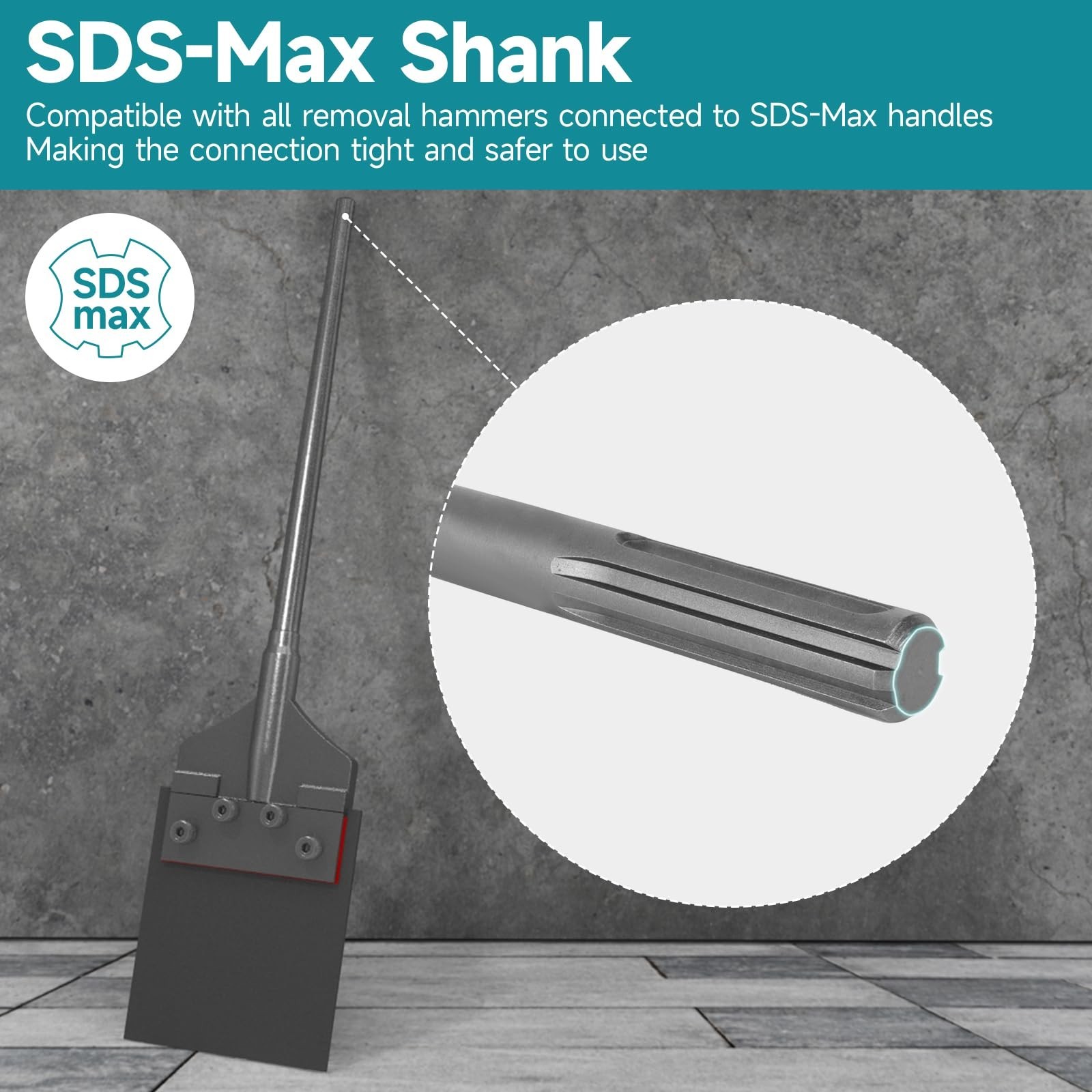 SDS-Max Shank 6 Inch Floor Scraper Chisel Bit – 6″ Wide Blade Scraper 25″ Lon…