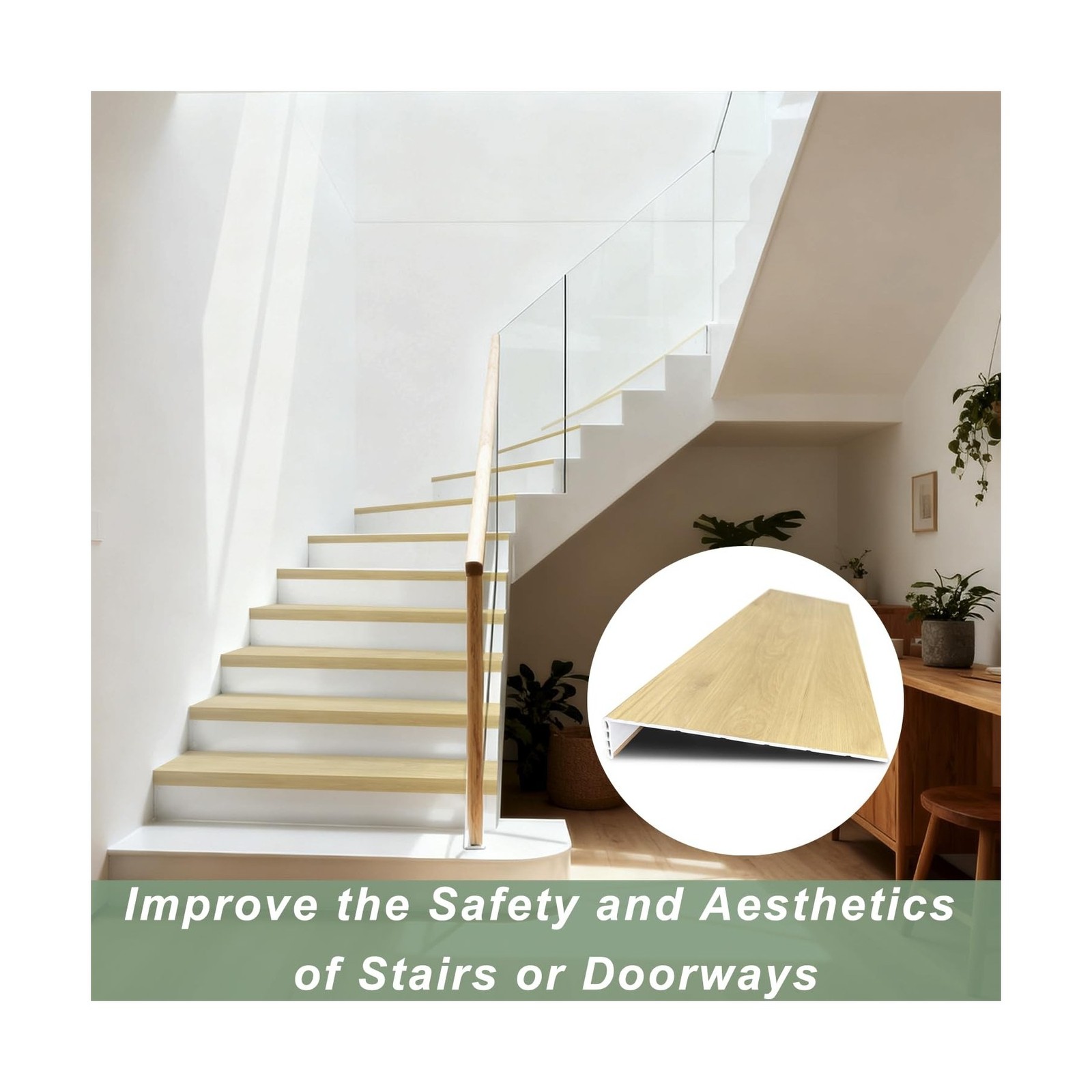 Non Slip Stair Treads for Stair Remodel, 4 Pieces 47×11.8 inch Wood Plastic C…