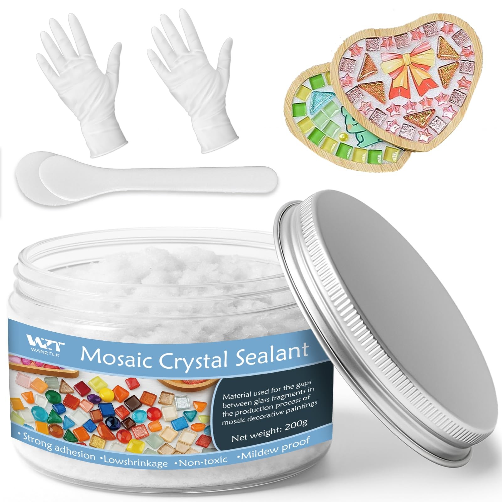 200g Professional Mosaic Grout for Crafts White – Quick-Dry Crystal Tile Grou…