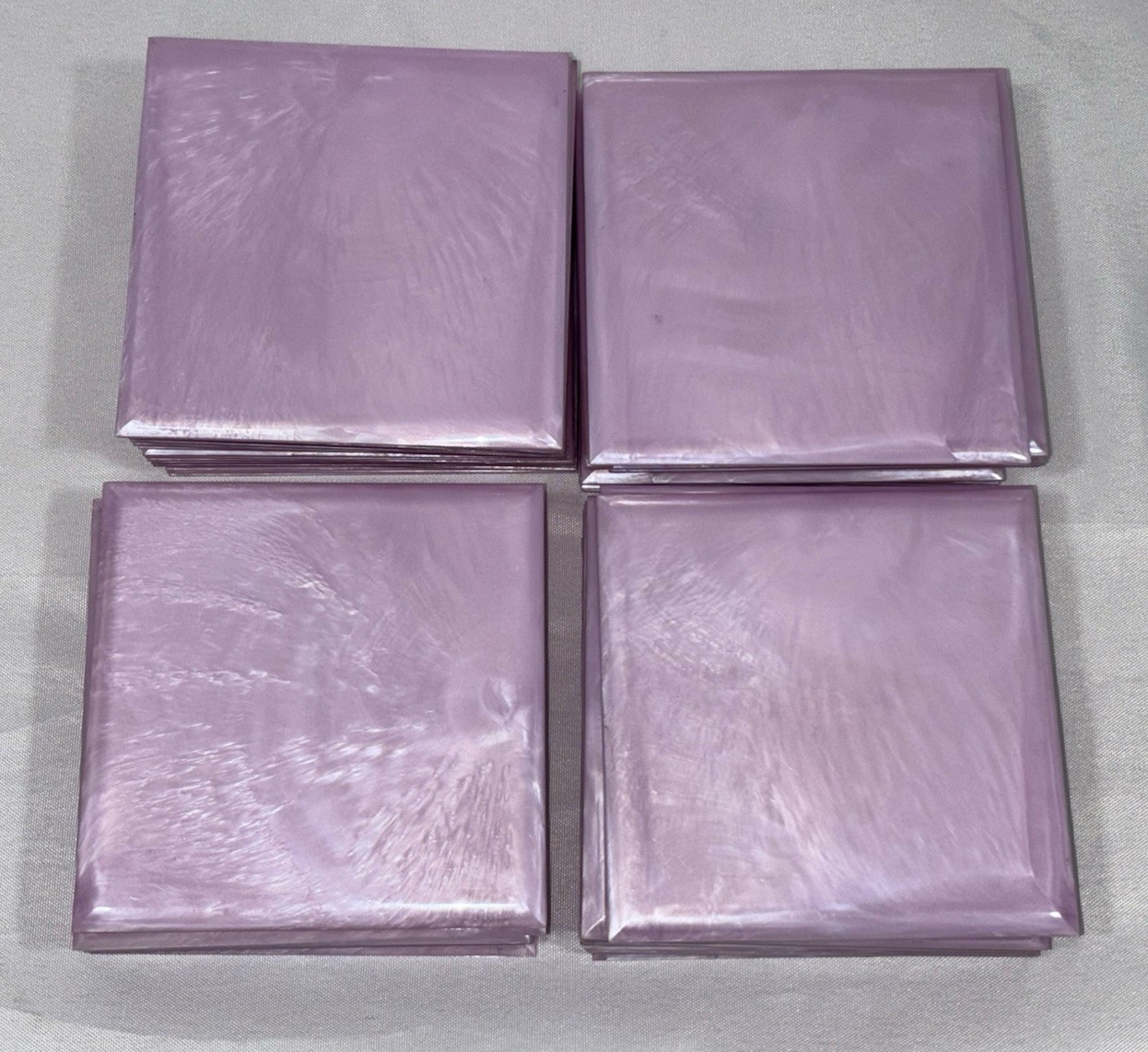 5 Vintage Lilac Pink/Purple Plastic Polystyrene Wall Tiles 4.25″x4.25″ Metallic