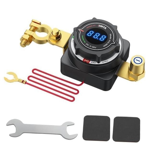 Battery Disconnect Switch 12V with Voltage Display, DC 5-80V 300A Battery