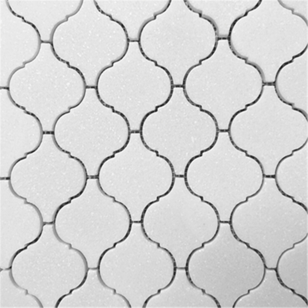T892H Thassos White Marble Honed Arabesque Baroque Lantern Mosaic Tile