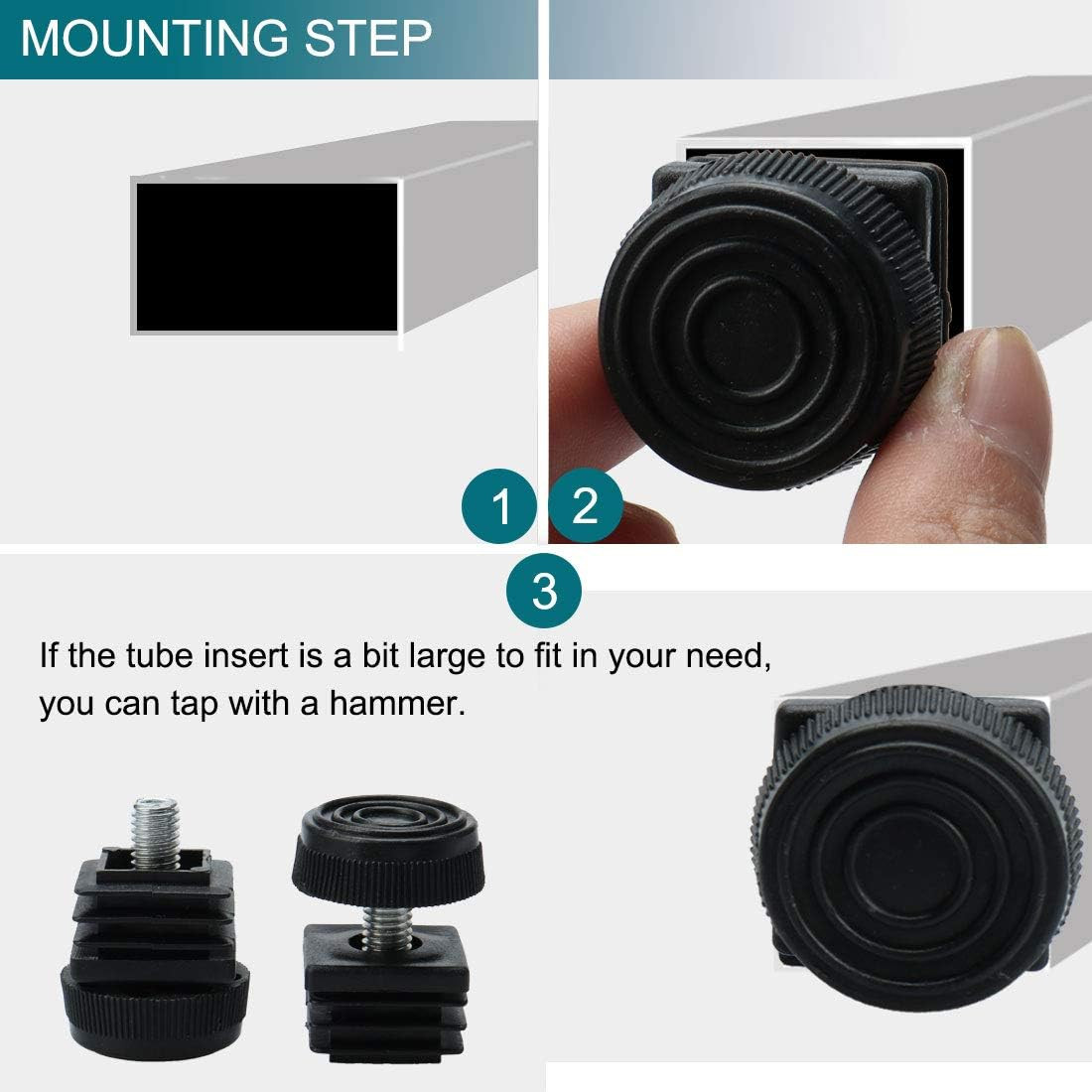 Leveling Feet 25 X 25Mm Square Insert Furniture Adjustable Leveler 4 Sets