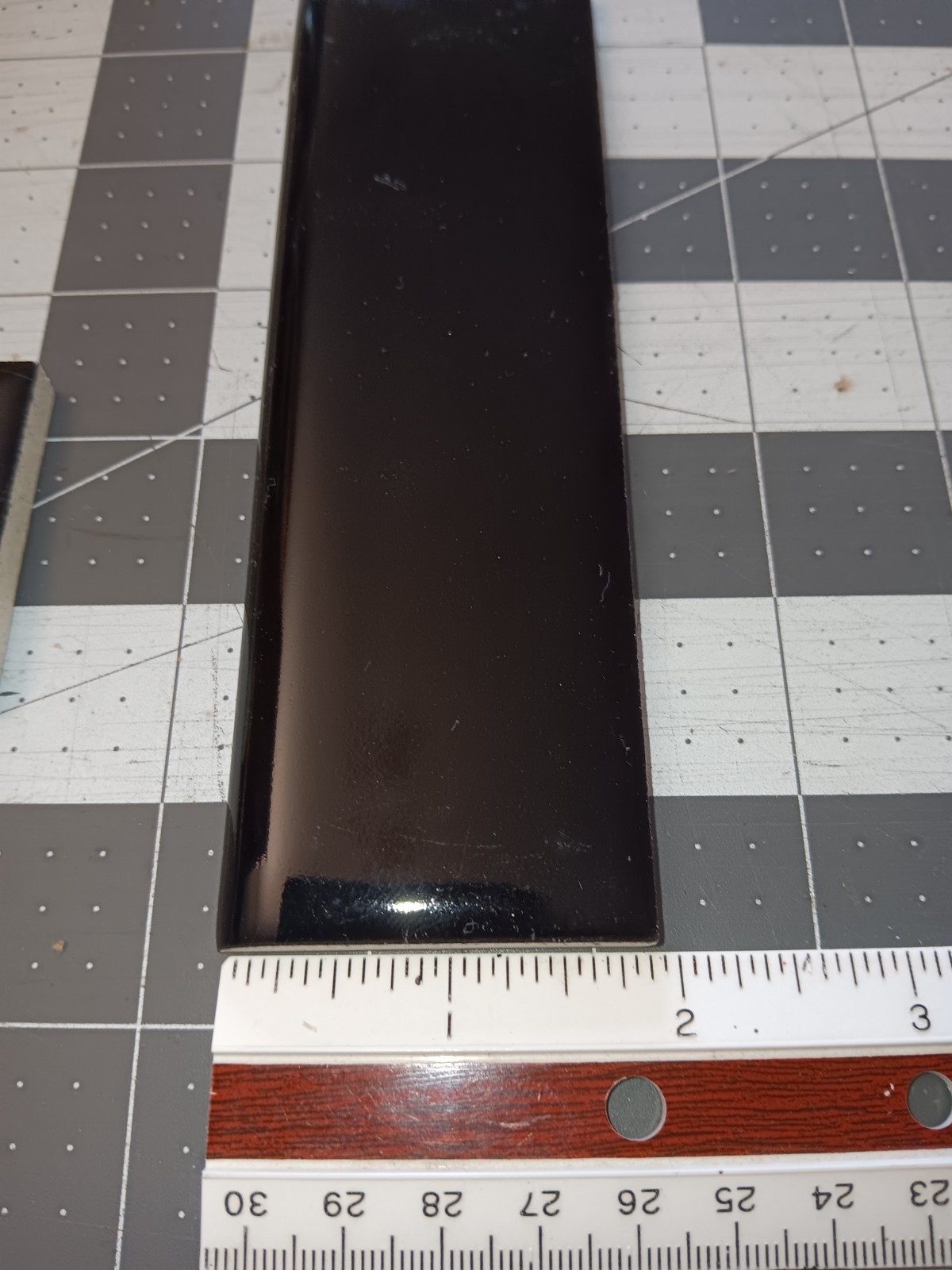 VTG. 8 pc. Gloss Black 1 15/16ths x 6 1/8 x Bullnose Ceramic Tiles ( 2 x 6 )