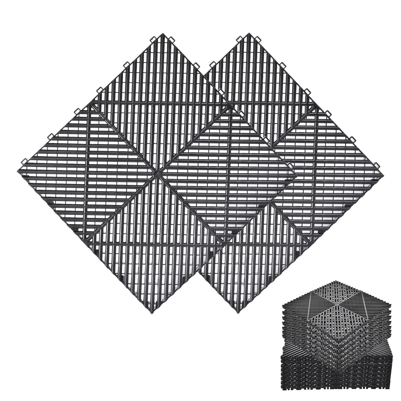 40 Packs Interlocking Garage Floor Tiles Vented Water Drainage 15.75×15.75”