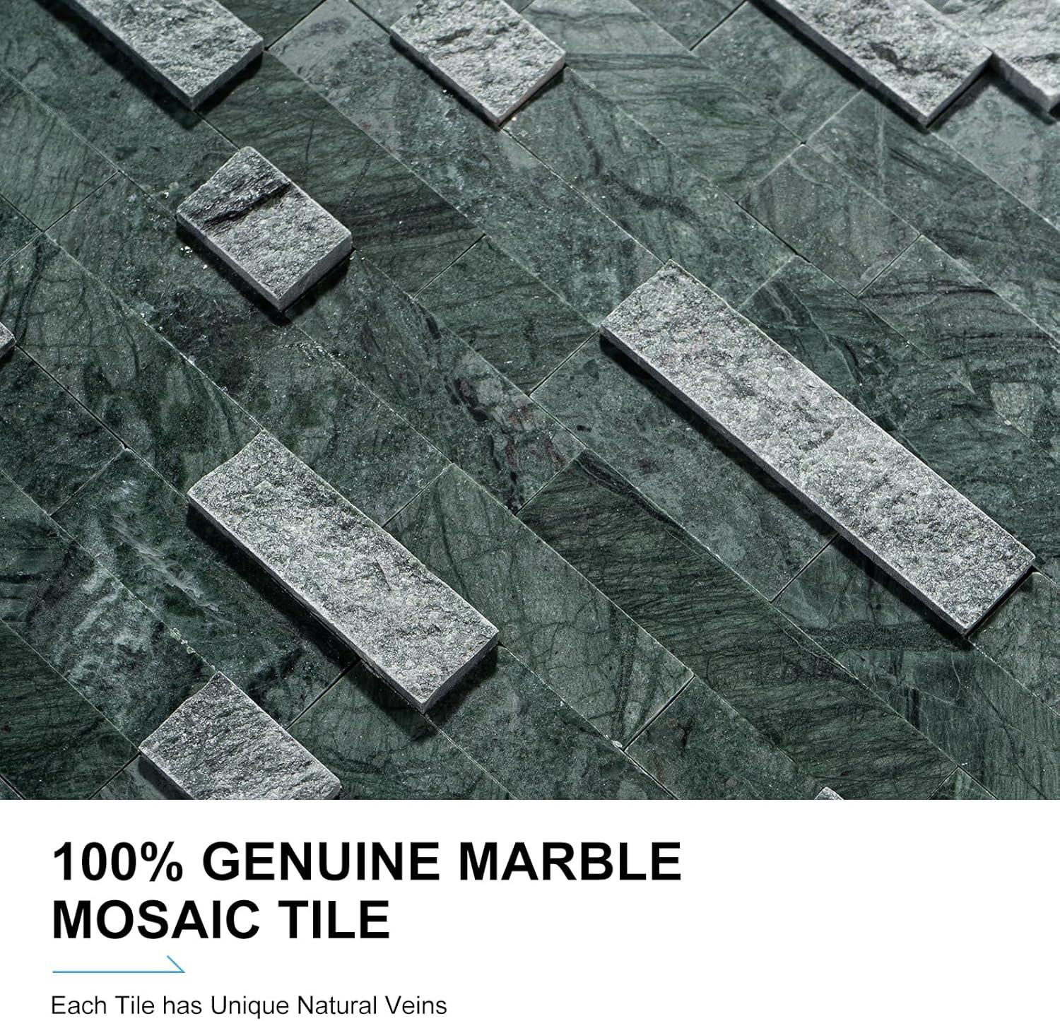 5-Sheet Peel and Stick Backsplash Tile, Natural Stone 3D Mosaic Wall Tile, India
