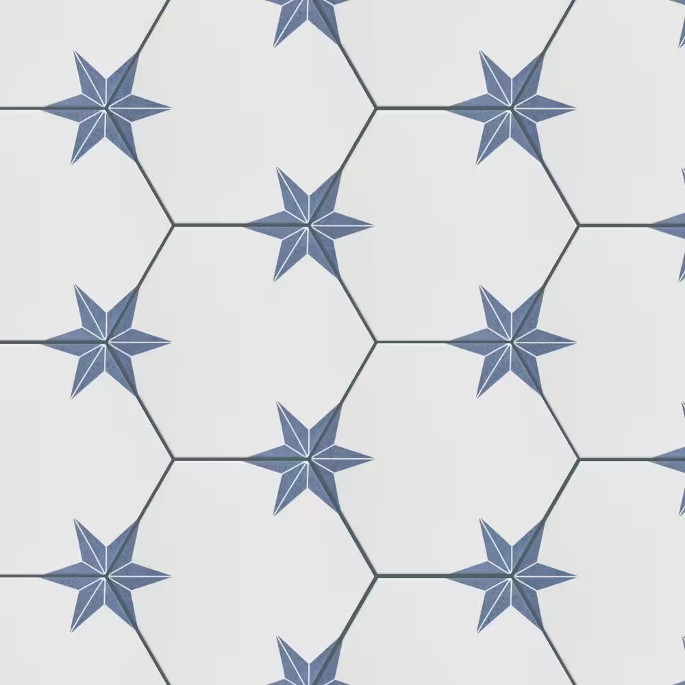 Stella Hex Azul 8-5/8 In. X 9-7/8 In. Porcelain Floor and Wall Tile (11.5 Sq. Ft