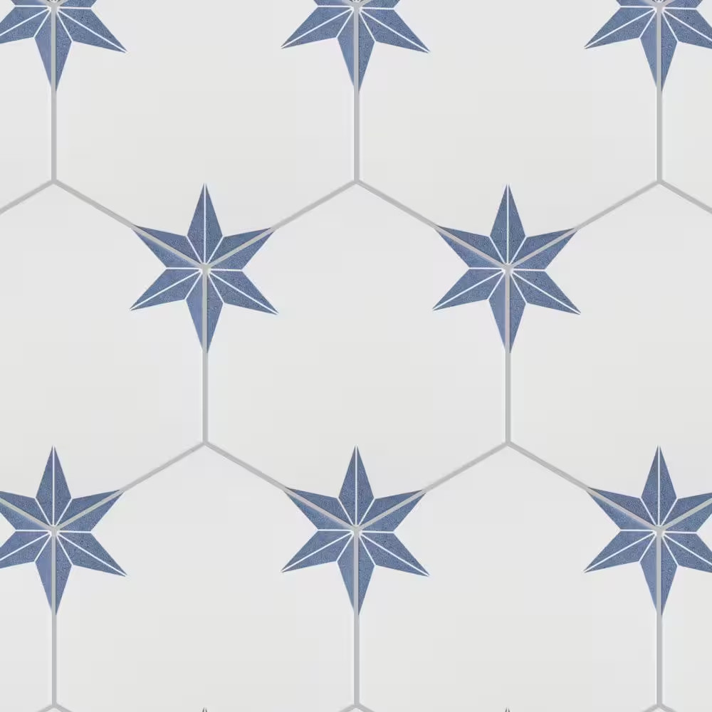 Stella Hex Azul 8-5/8 In. X 9-7/8 In. Porcelain Floor and Wall Tile (11.5 Sq. Ft