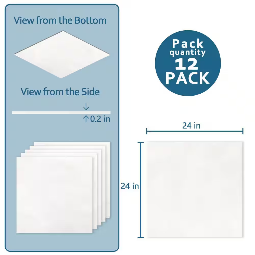 White 2 Ft. X 2 Ft. PET Waterproof Decorative Felt Panel Classic Acoustic Lay-In