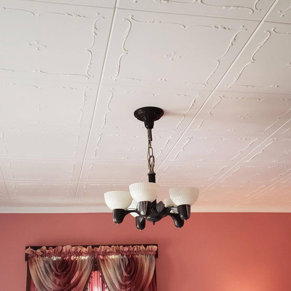Spring Buds 1.6 Ft. X 1.6 Ft. Glue up Foam Ceiling Tile in Plain White (21.6 Sq.