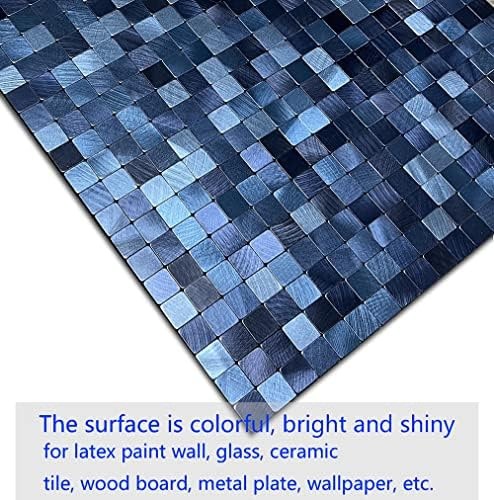 XUANINY 5-Sheet Peel and Stick Backsplash Tiles Dark Blue Surface Aluminum Mo…