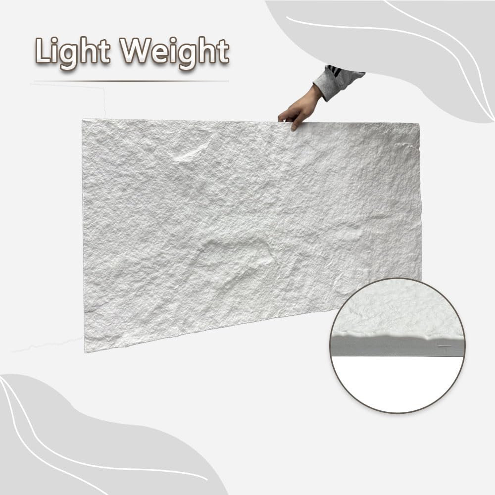 Snow White 3D Faux Stone Wall Panels – 4-Pack for Chic Home Decor