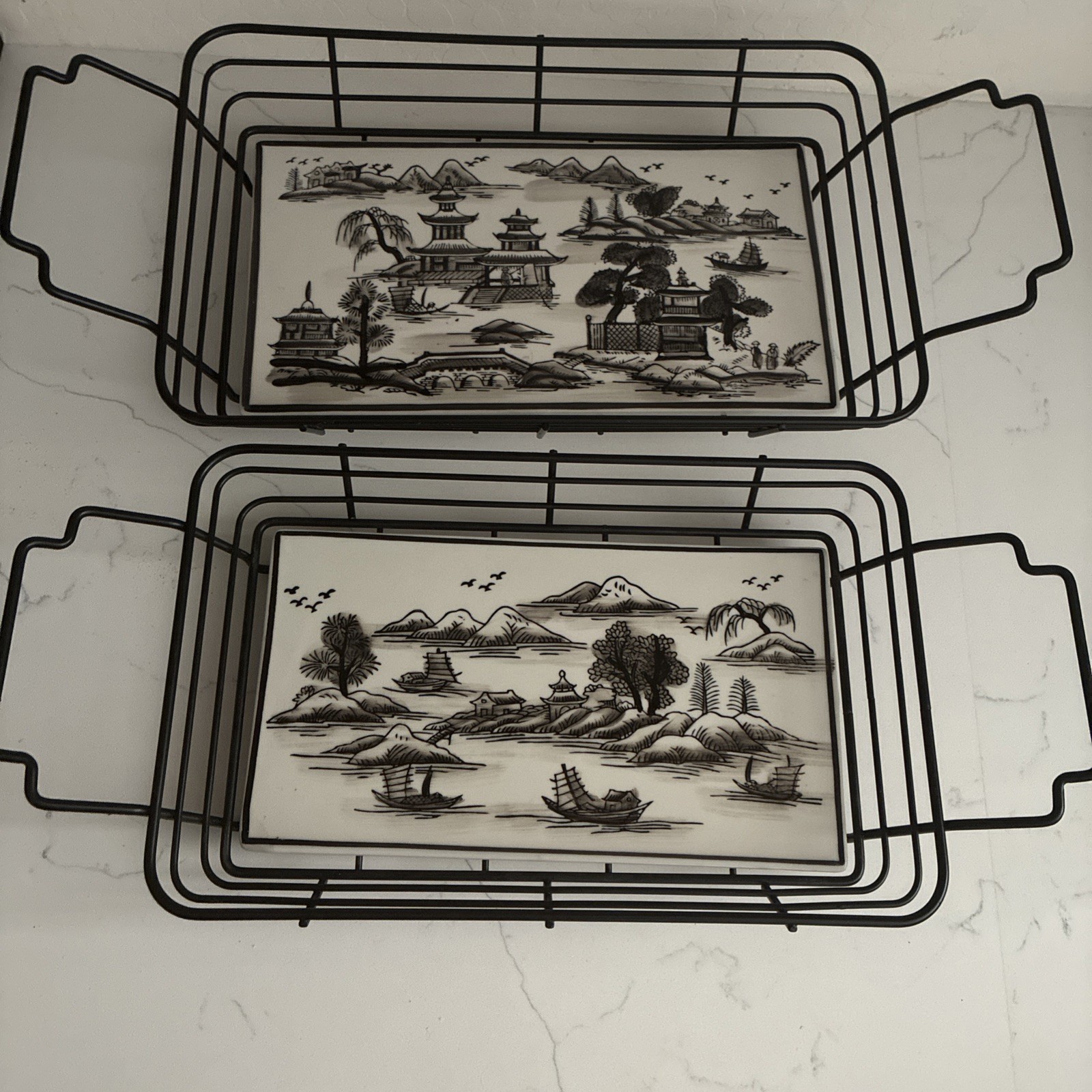 Asian Pagoda Art Wall Decoration Rectangle Tile 11.5” x 6.5”
