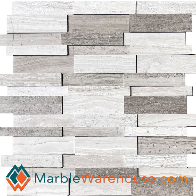 White Wood Marble Mosaic Wall Tile 12.36″ x11.61″ – 100 Sq. Ft. + Free Shipping