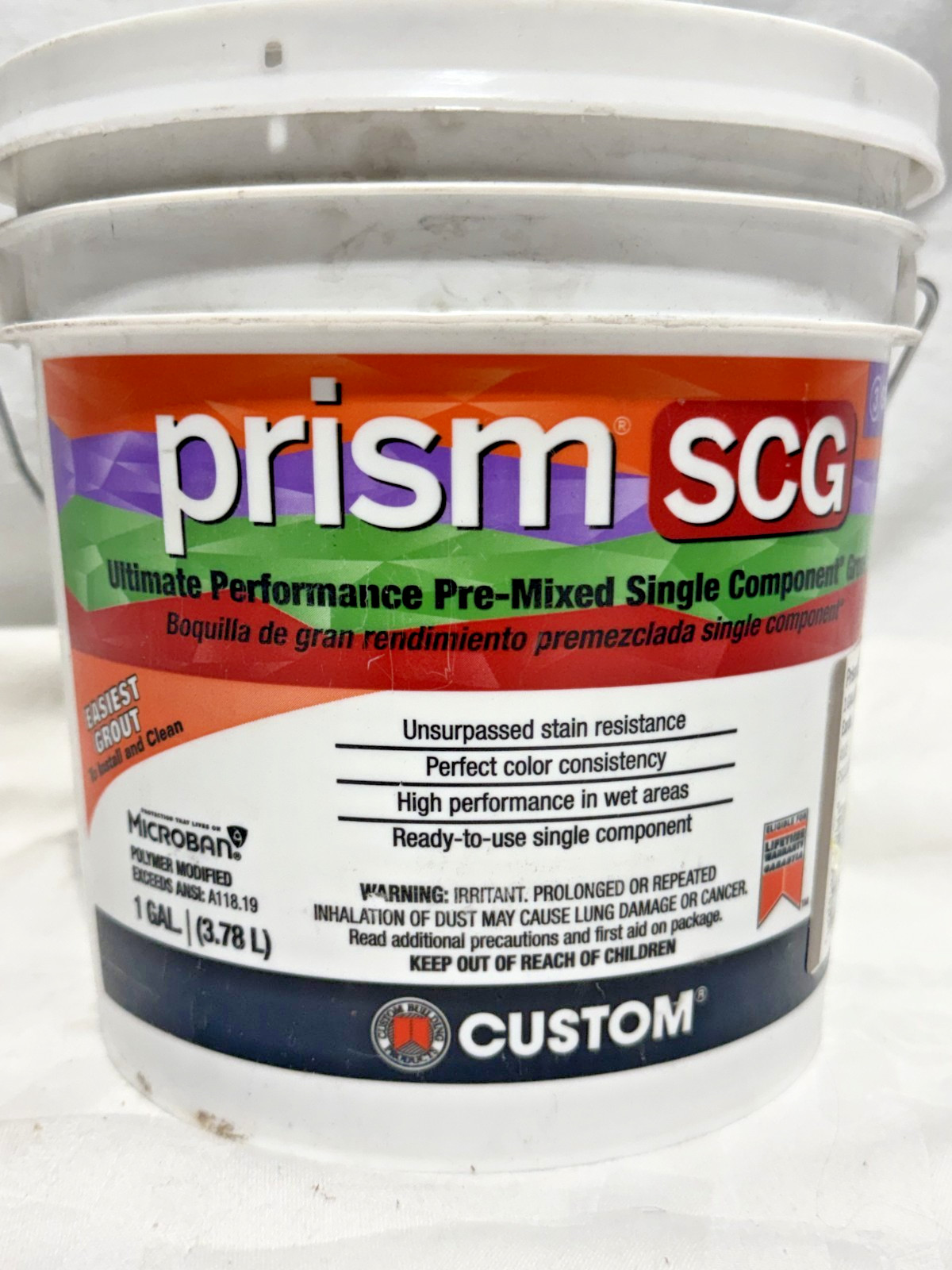 Custom Prism SCG Pre-Mixed Single Component Grout Earth 105 1 Gallon PSCG1051-2T