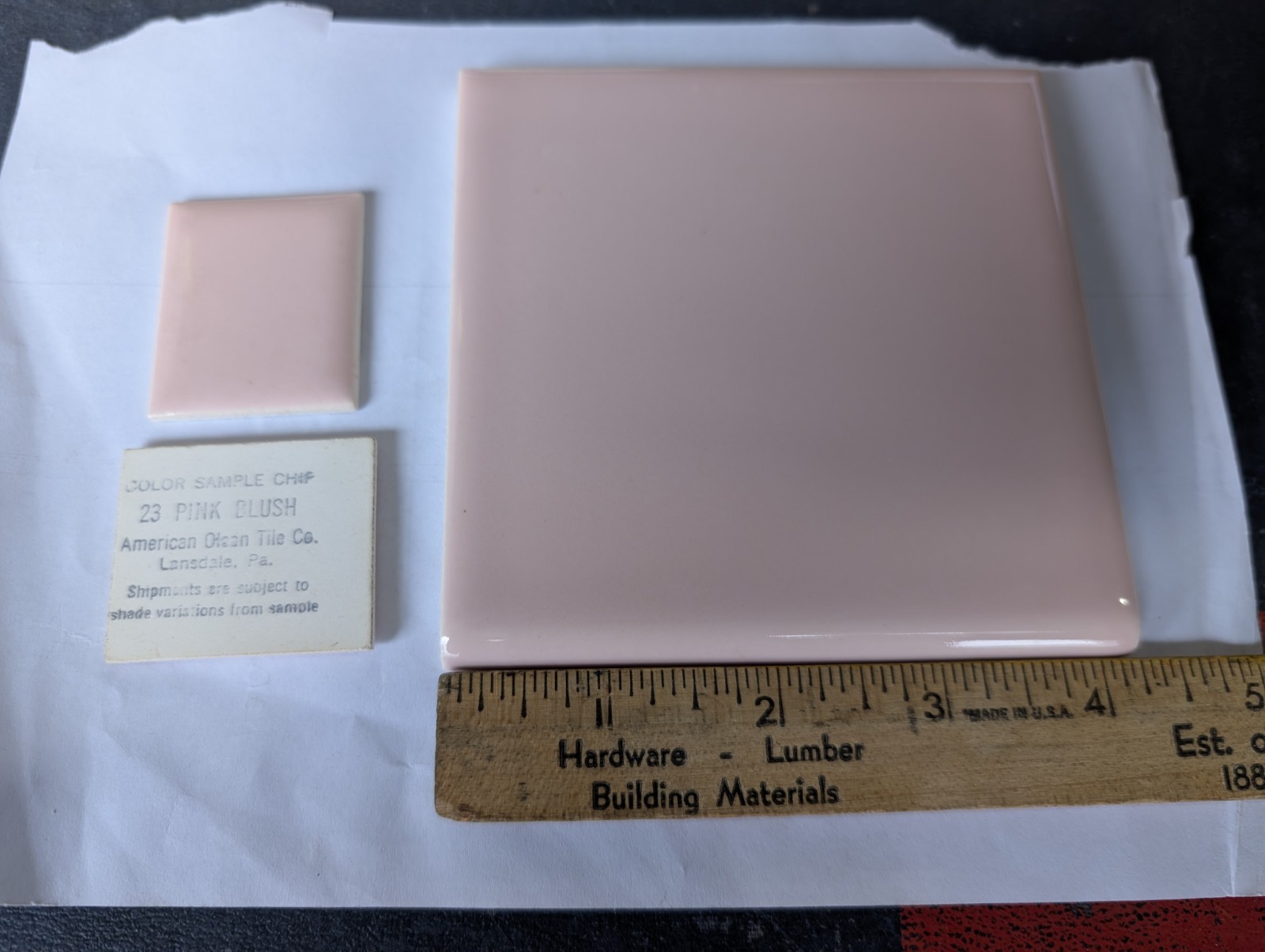2 pcs 4 1/4″ Ceramic Tile #23 Pink Blush American Olean Thinset Bullnose S4449