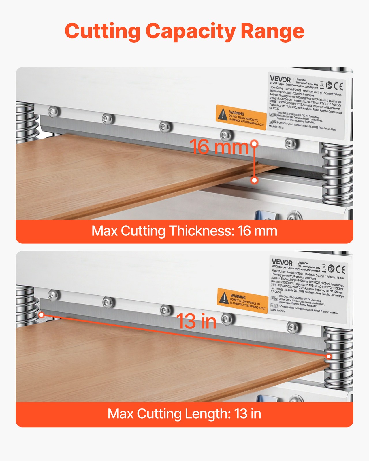 VEVOR 13″ Vinyl Floor Cutter 16mm Laminate Flooring Tool w/ Angle Settings