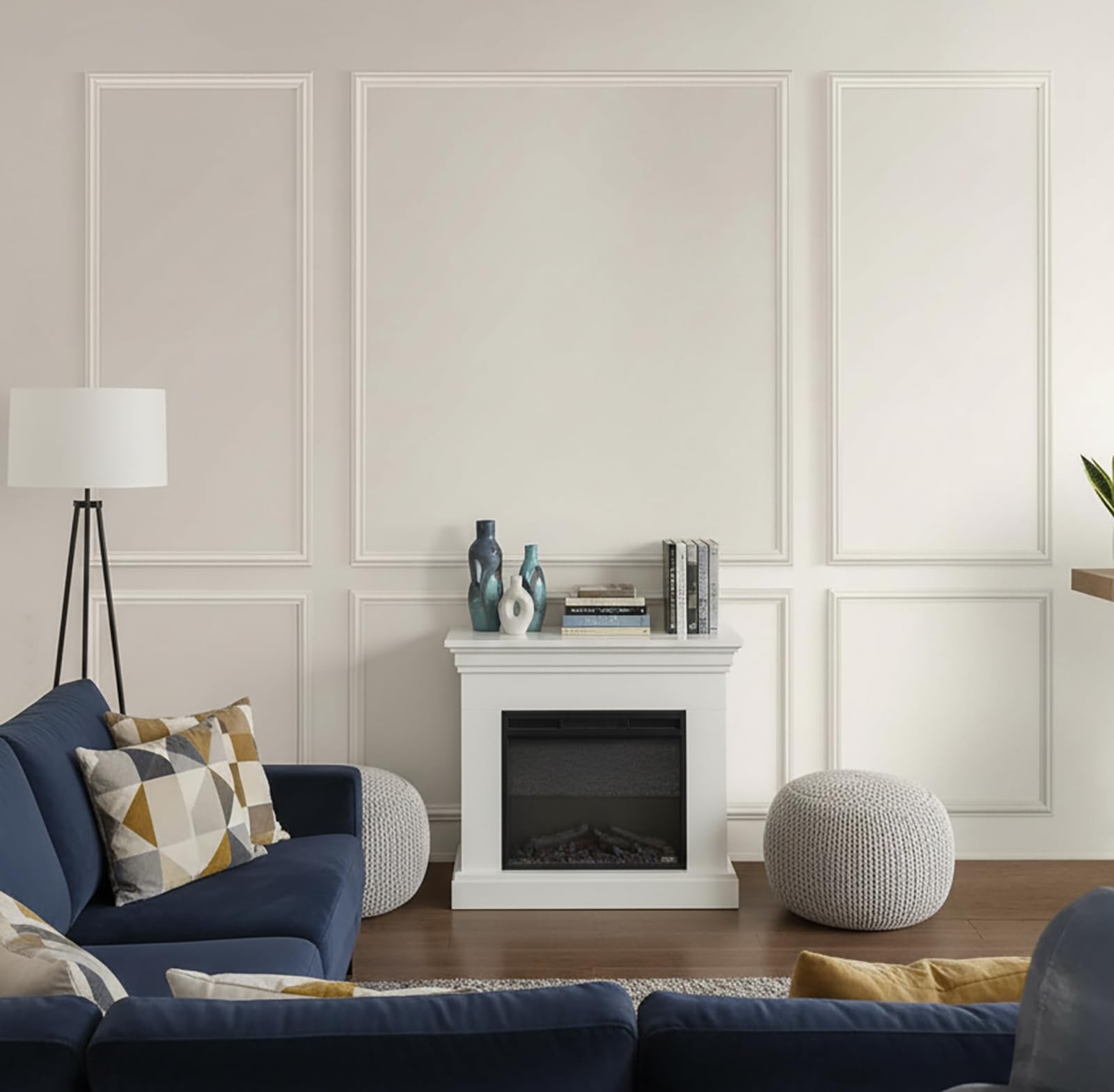 Wall Molding Kit Wainscoting Trim Self Adhesive Accent Panel Set of 6 Pcs