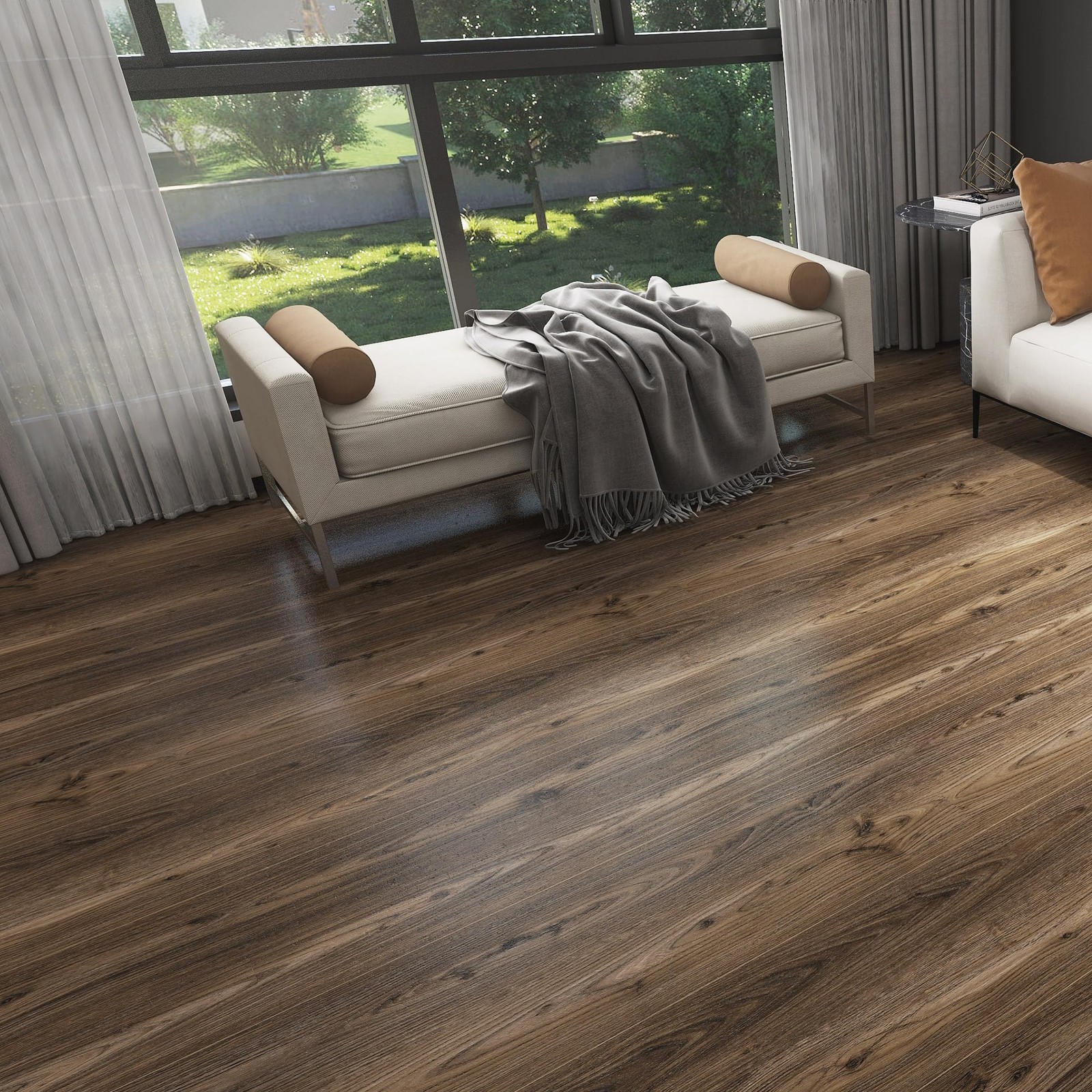 Wood Look Vinyl Flooring Roll,11.8″X197″,Peel & Stick Floor Tile