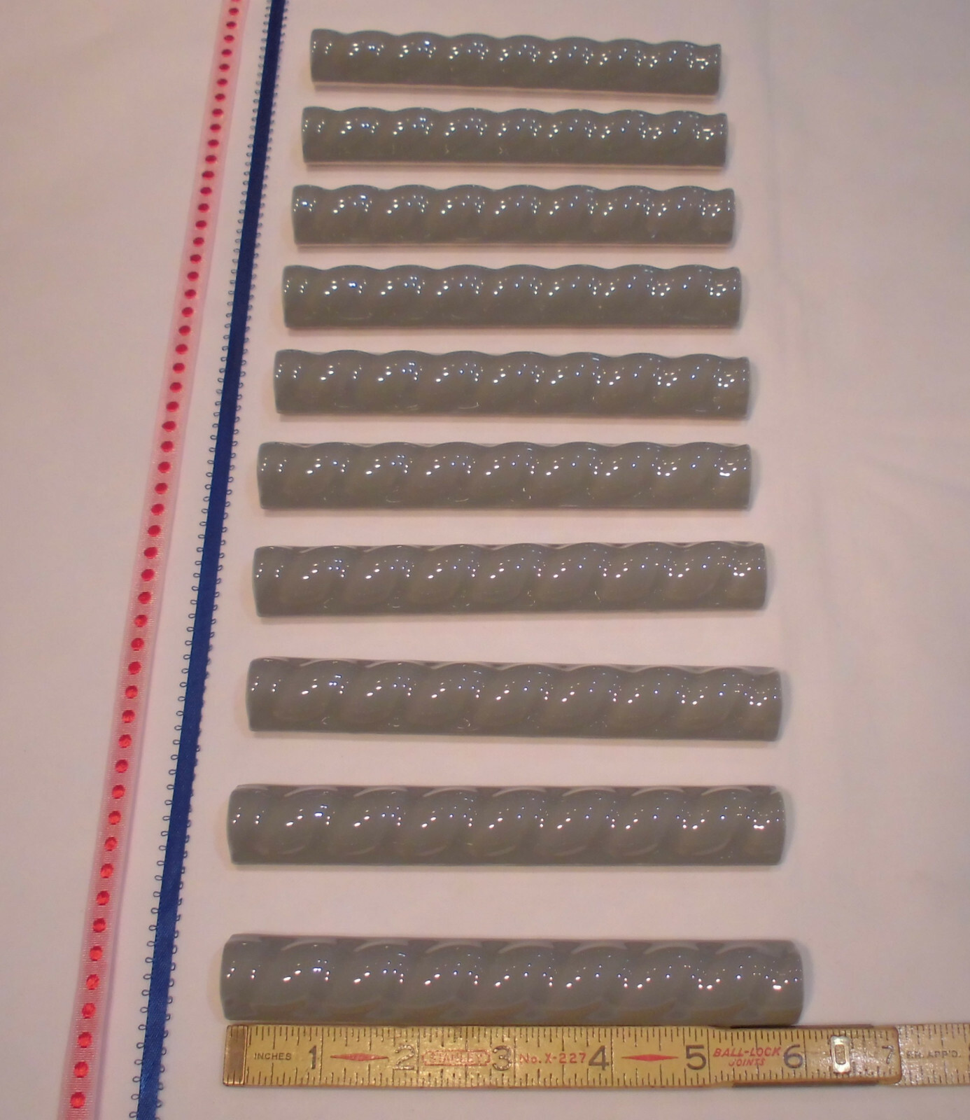10 *Glossy Dark Gray* Ceramic Sizzle Liner Rope Tiles 3/4″ X 6″ American Olean